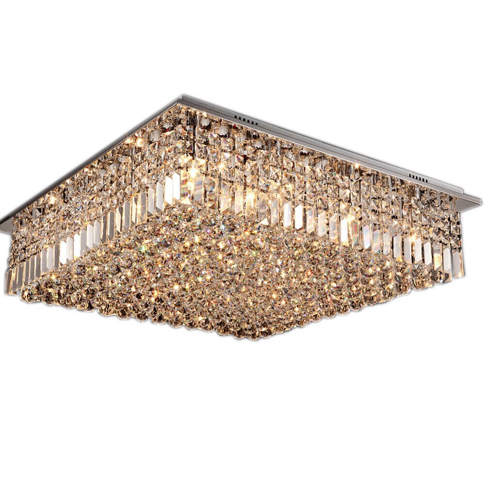 Kitcheniva Modern Crystal Flush Mount Chandelier Fixture