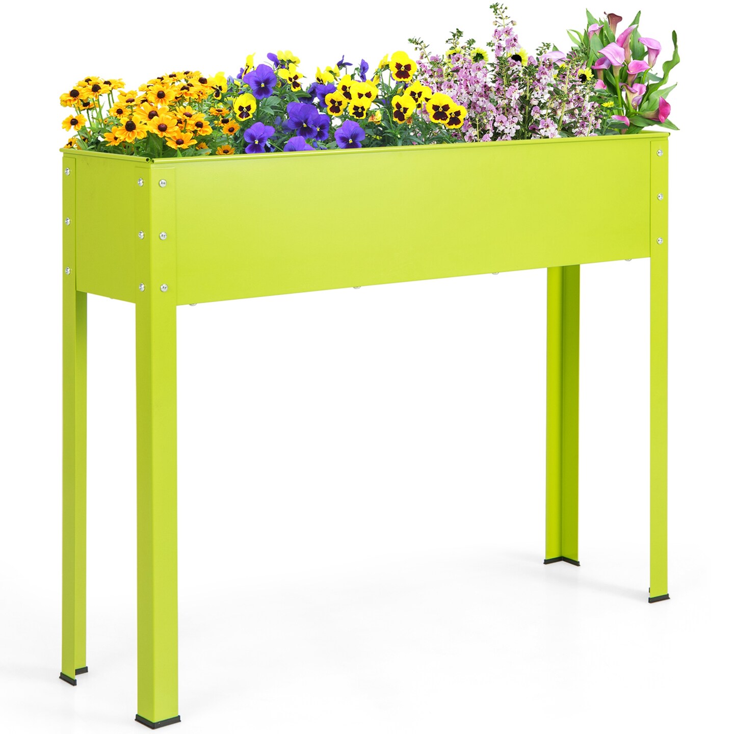 Costway 40&#x22; Raised Garden Bed with Legs Metal Elevated Planter Box Drainage Hole Backyard Green/Black