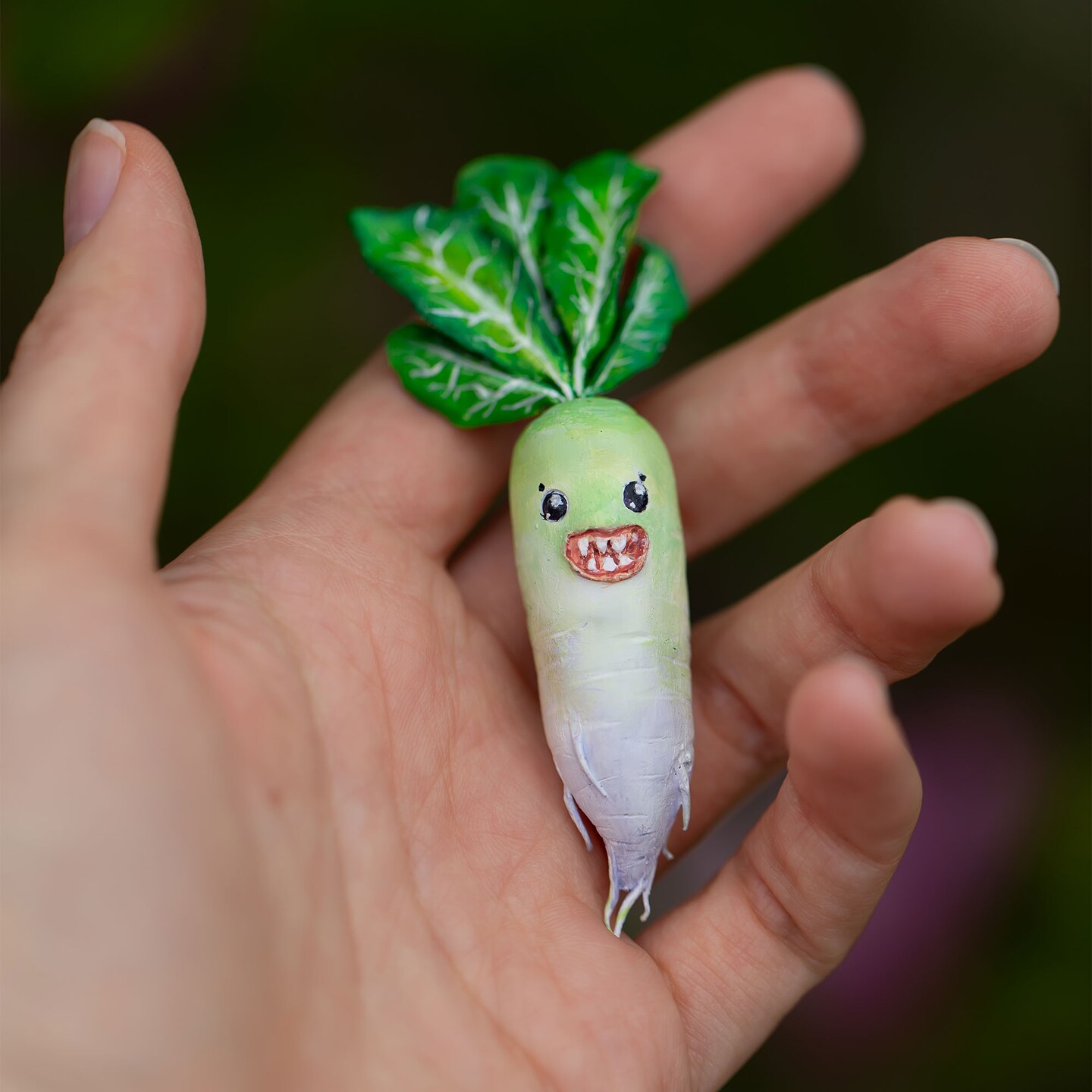 Excited Daikon Radish, unique polymer clay ornament | MakerPlace