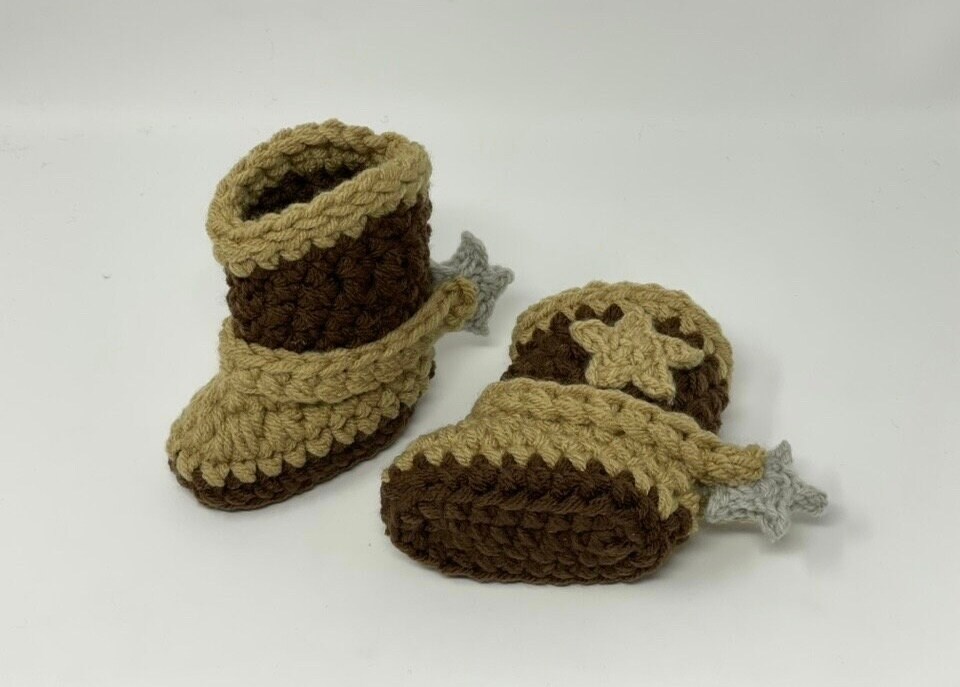 Crochet cowboy shop boots with spurs