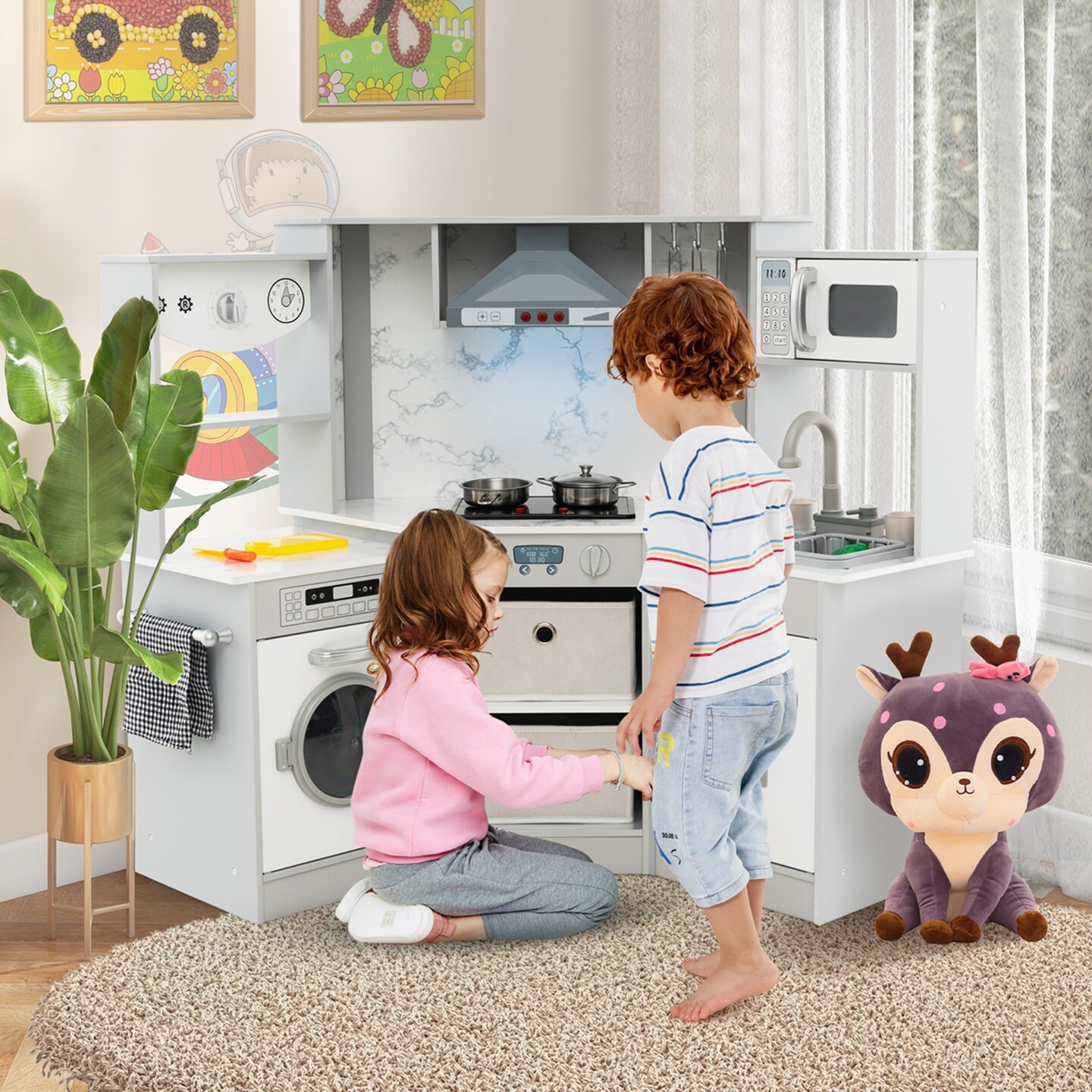 Pretend Play Corner Kitchen 30 Piece Kids Corner Pretend Kitchen