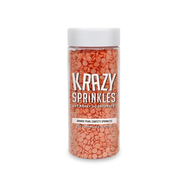 Krazy Sprinkles - Orange Pearl Confetti (1/2 Cup, 1x Jar) for Cakes, Ice Cream & Cookies