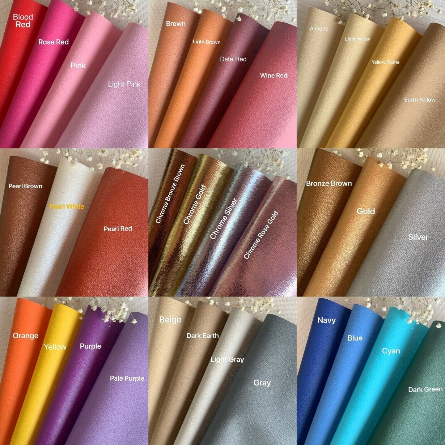 50+ Colors Vinyl Fabric Faux Leather Auto Upholstery 56&#x22;Wide Continuous By Yard