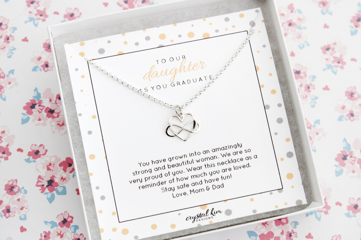 Sterling Silver Infinity Heart Graduation Gift for Daughter Necklace Personalized Gift 304600787285835776