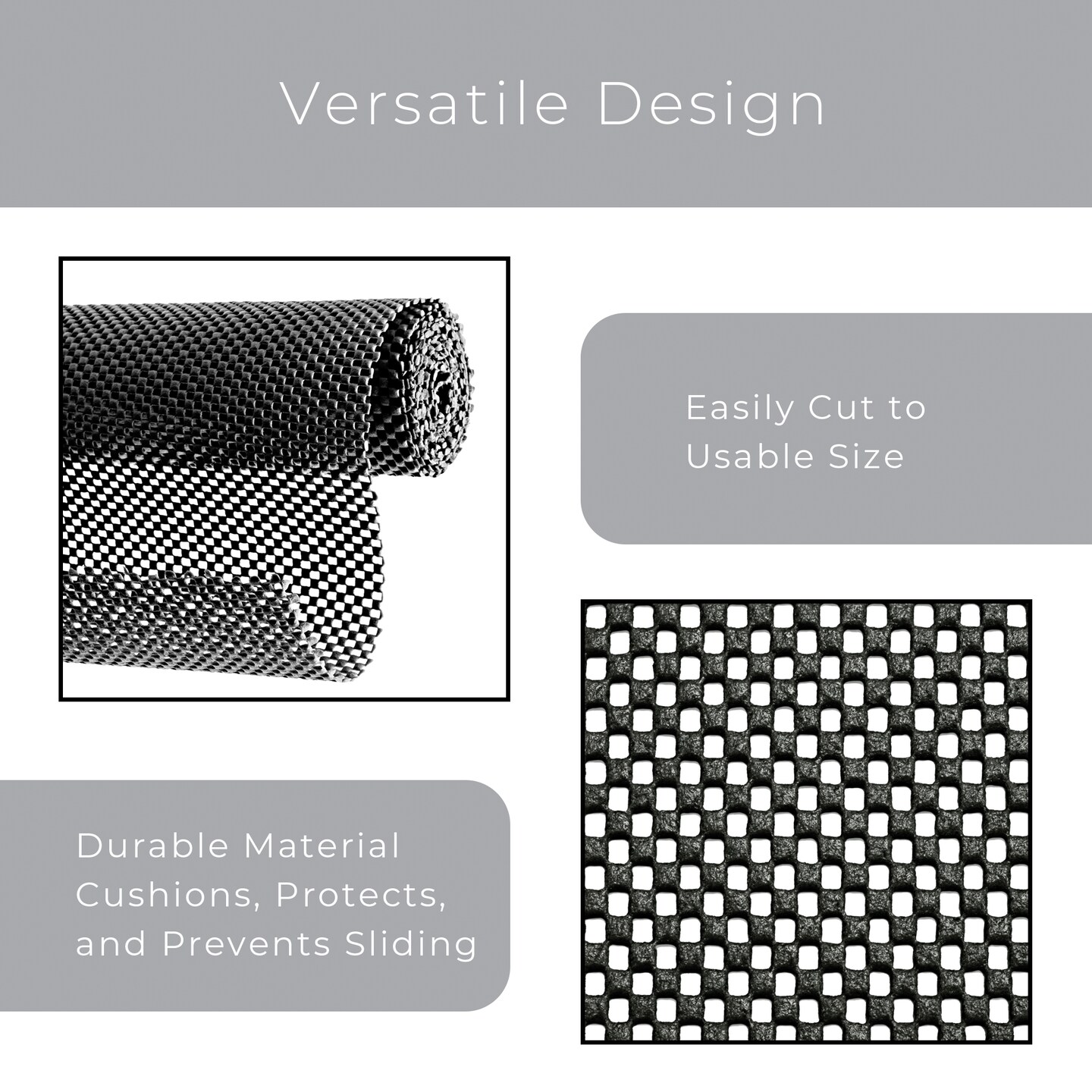 Smart Design Premium Grip Shelf Liner - 18 Inch x 8 Feet - Black