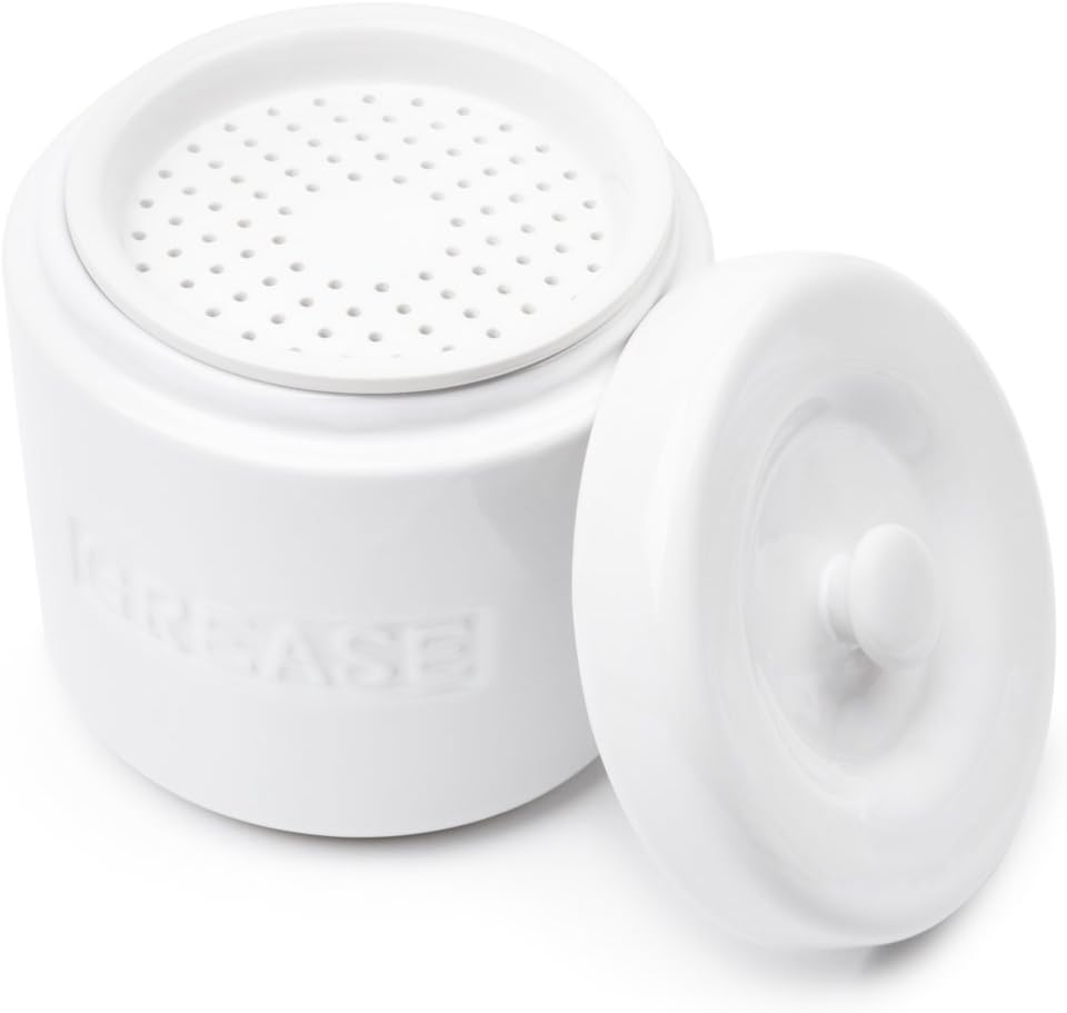 White Porcelain Grease Container