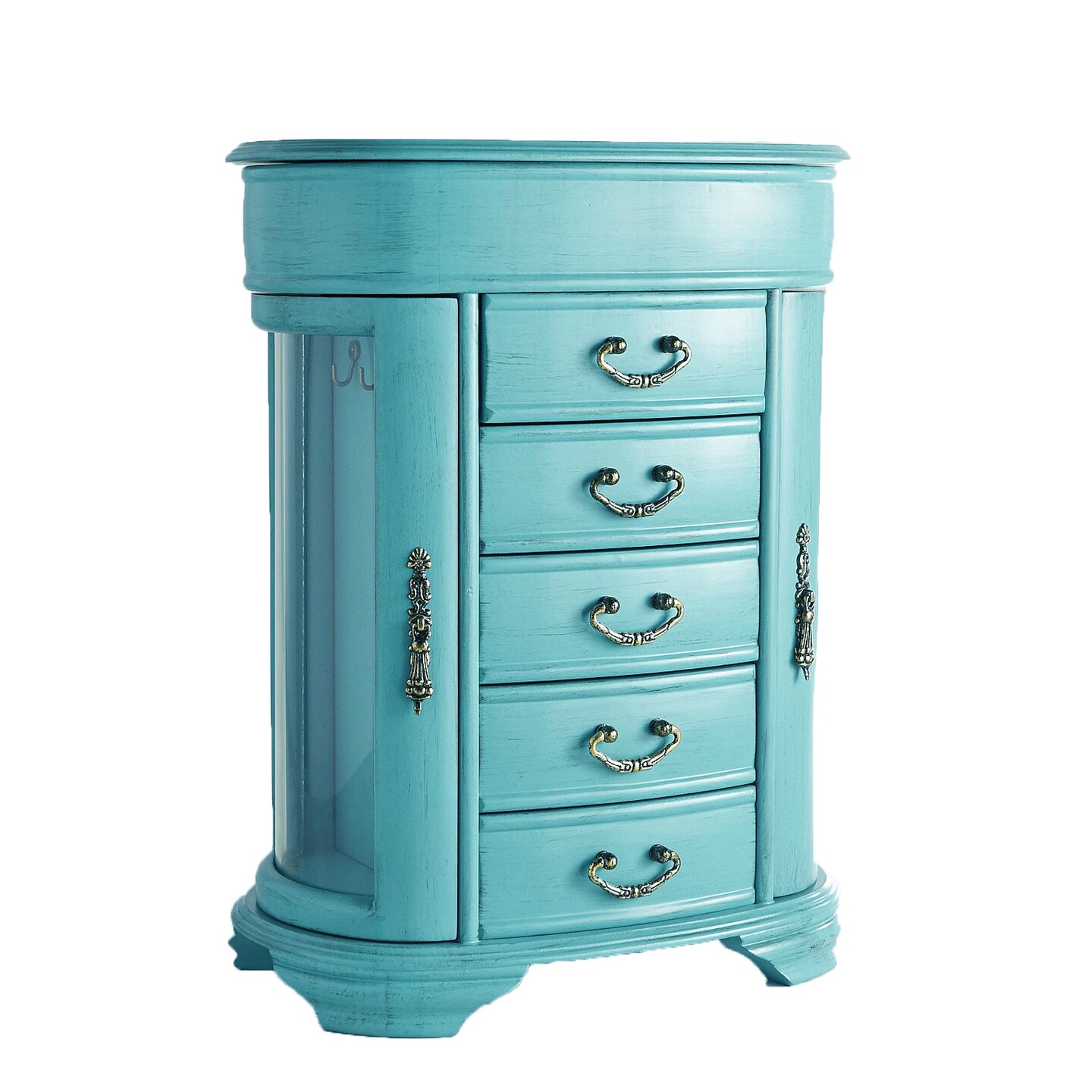 Daphne Wood Jewelry Chest, Turquoise