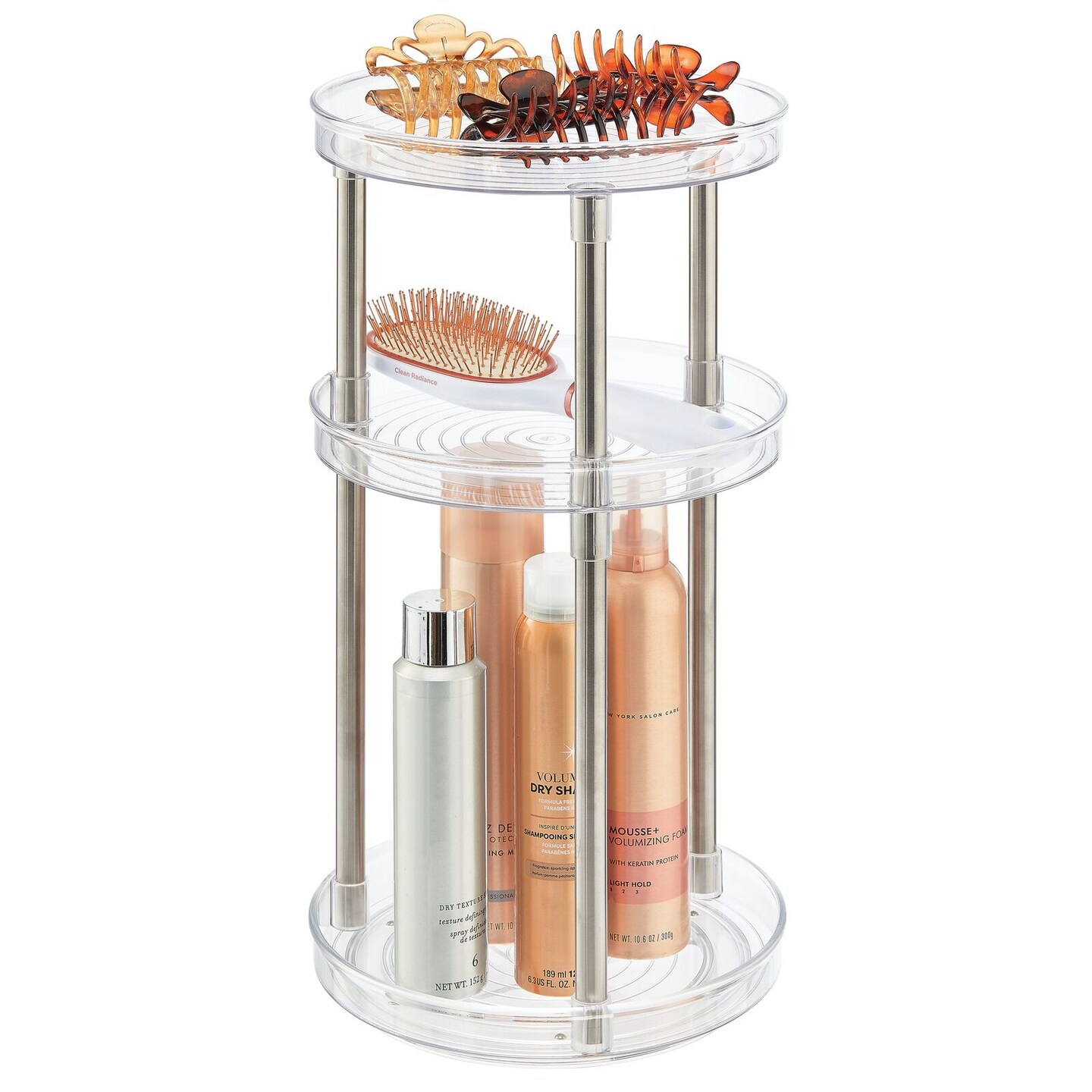 mDesign Spinning 3-Tier Lazy Susan 360 Makeup Organizer Tower