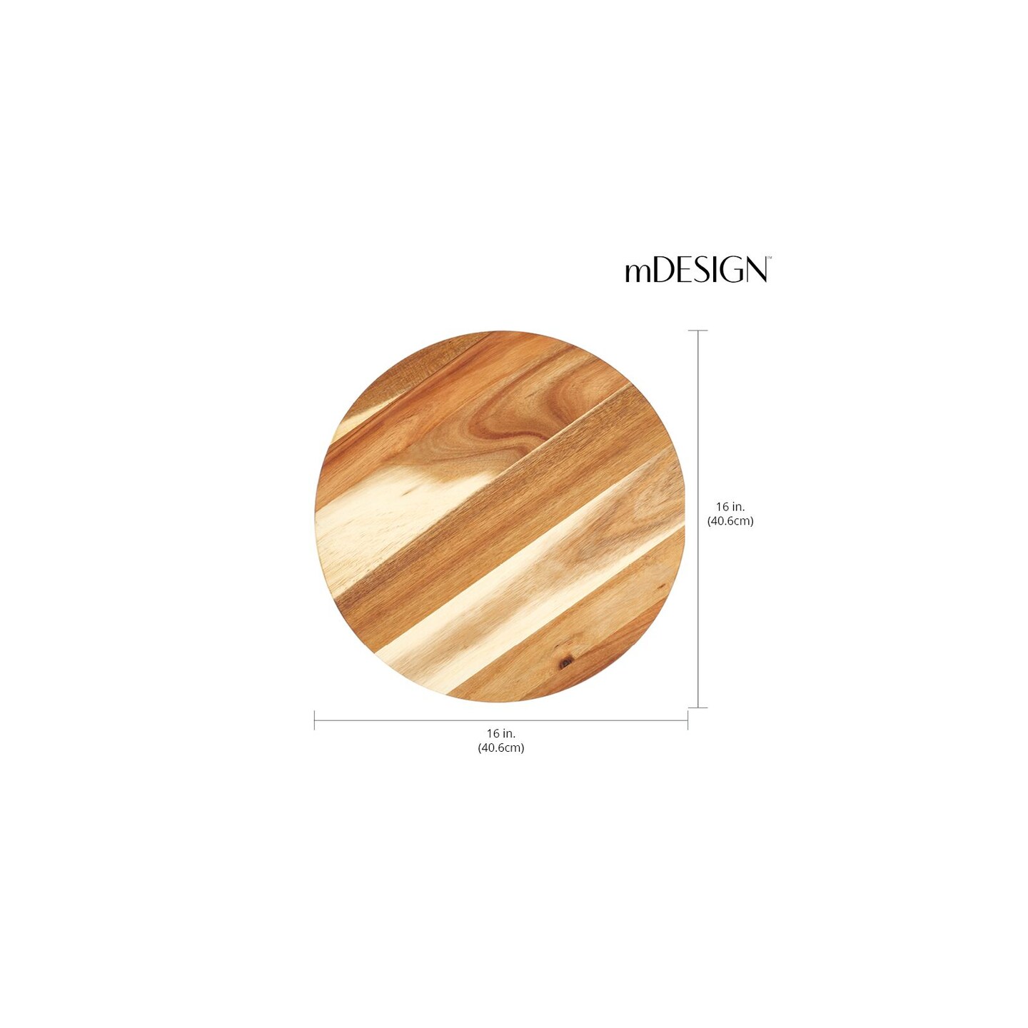 mDesign Acacia Wood Lazy Susan Turntable Spinner, Pantry Organizing