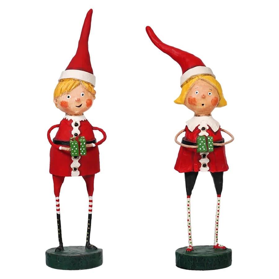 Gift Exchange Boy & Girl Set of 2 2024 Christmas Figurines by Lori Mitchell