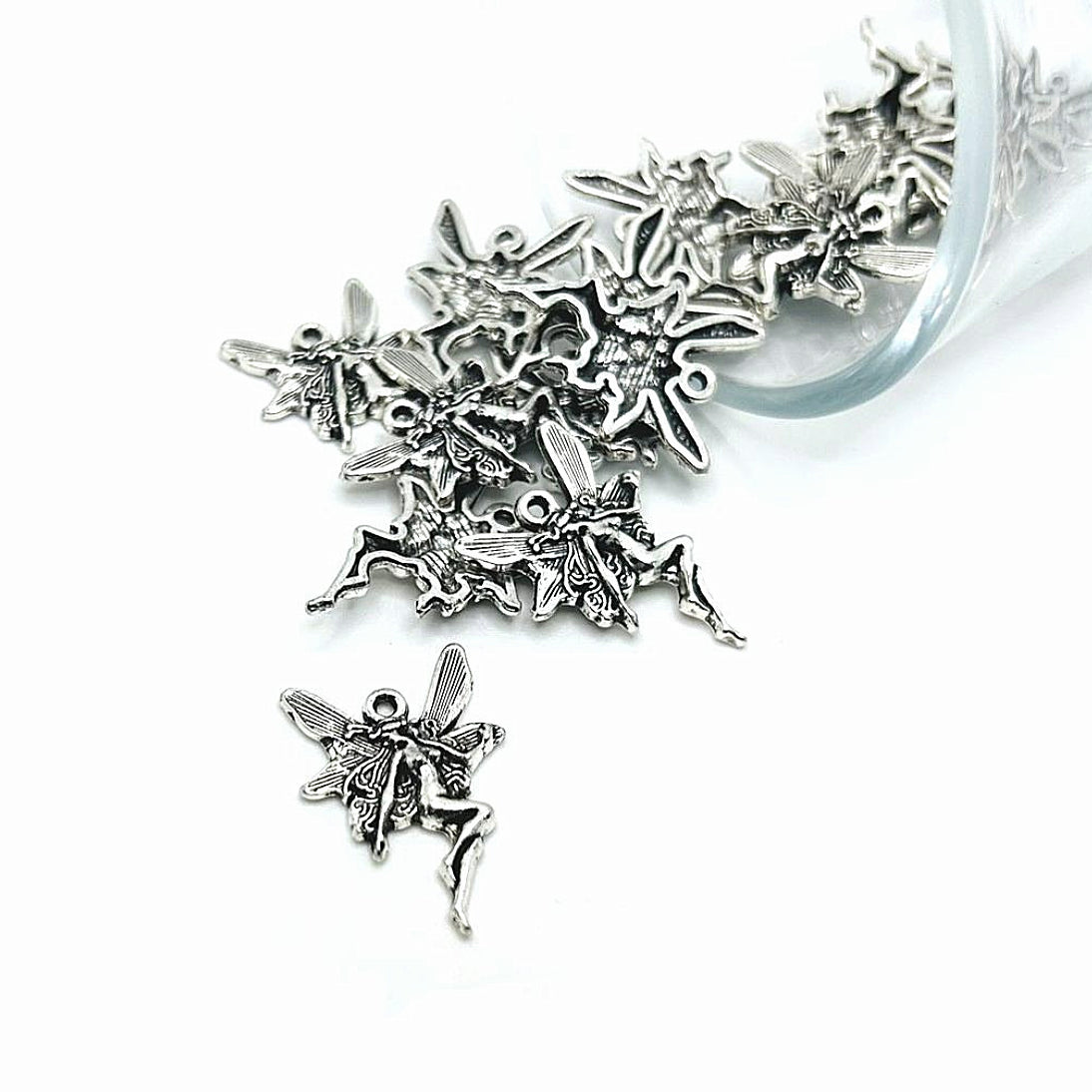 4, 20 or 50 Pieces: Silver Fairy Sprite Charms