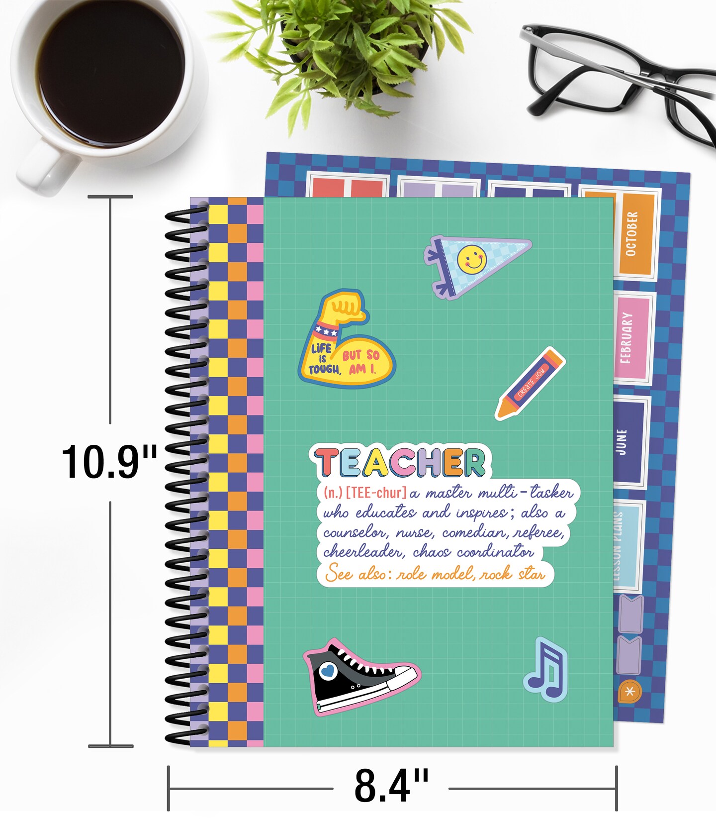 Carson Dellosa We Stick Together 8&#x22; x 11&#x22; Undated Daily Teacher Planner, Weekly Planner, Monthly Planner With Planner Stickers, Classroom Organization &#x26; Classroom Management Grade Book and Planner