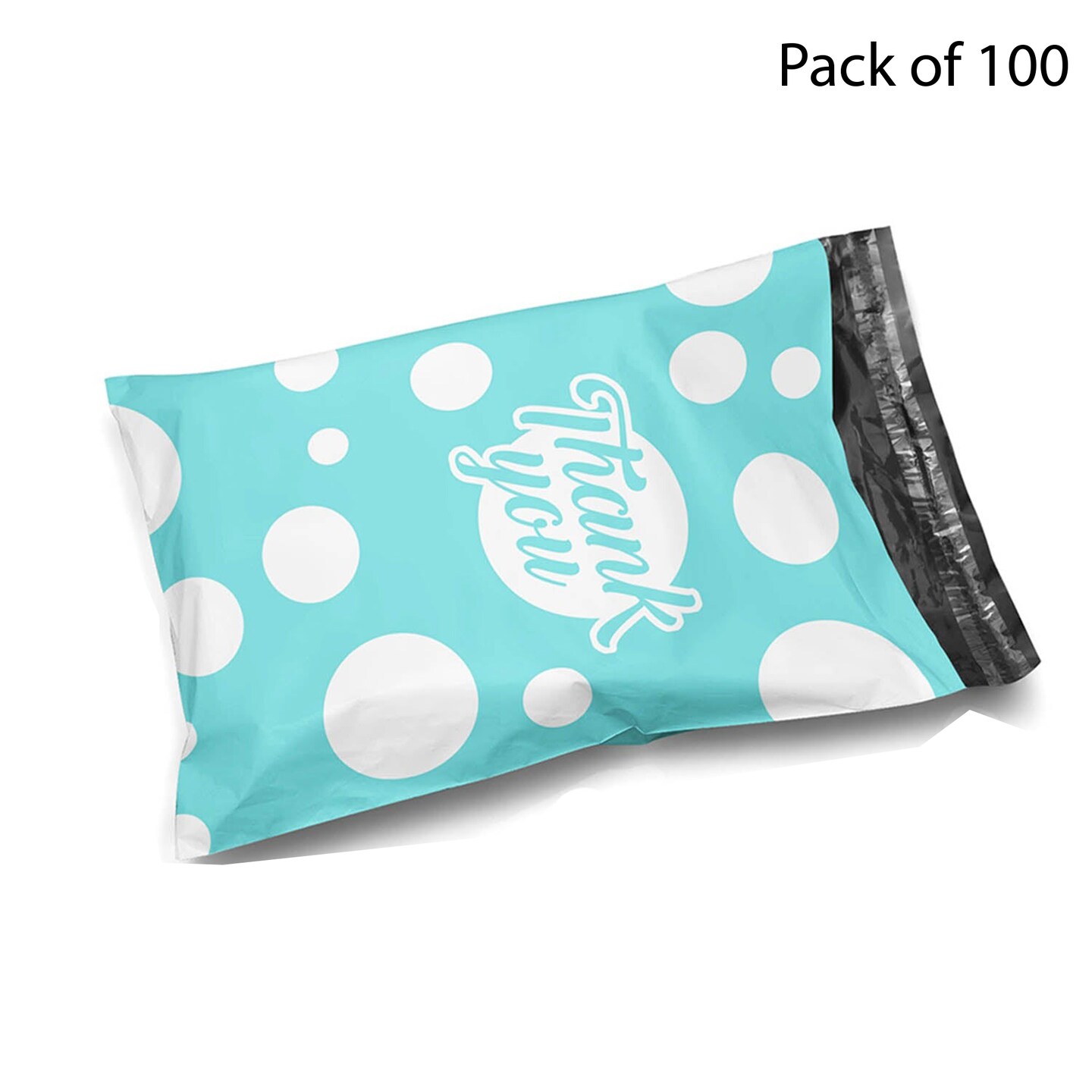 10 x 13 Teal and White Polka Dot Thank You Poly Bag Mailer Envelopes 2 Mil