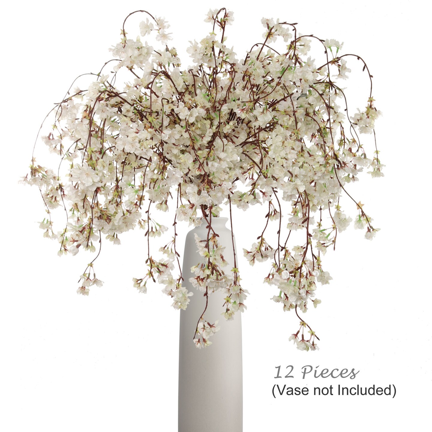 Set of 2: White Silk Hanging Cherry Blossom Branches by Floral Home&#xAE;