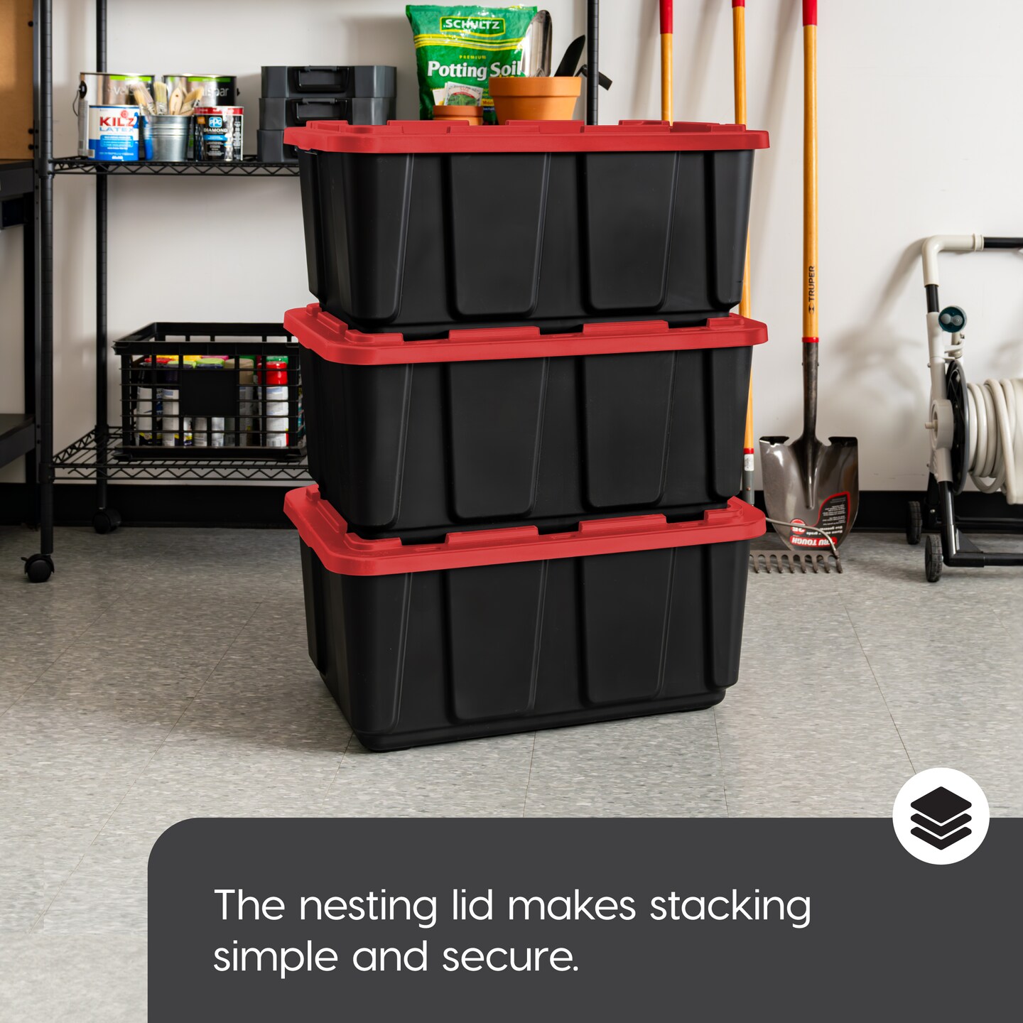 IRIS USA 27Gal Heavy-Duty Storage Plastic Bin Tote Container for Garage with Durable Lid