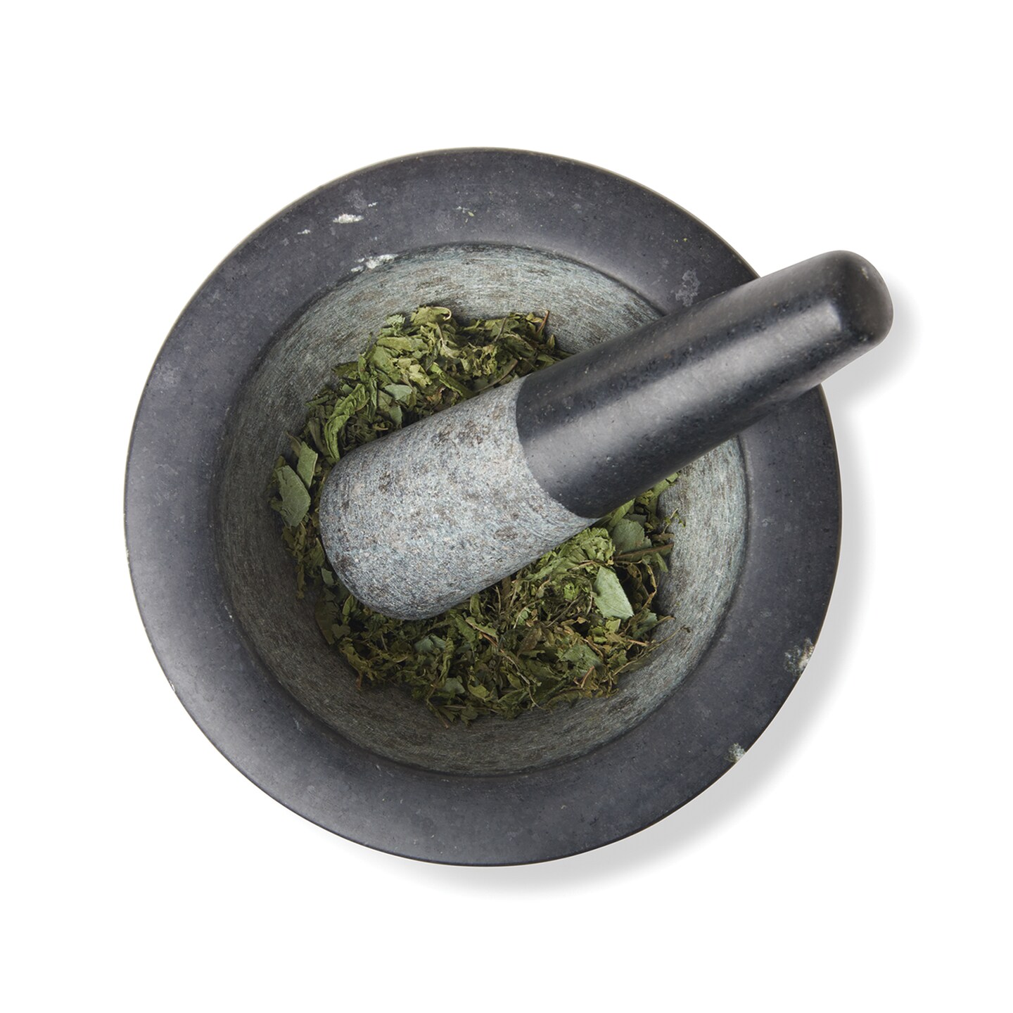 Black Granite Mortar and Pestle, 7&#x22; Diameter