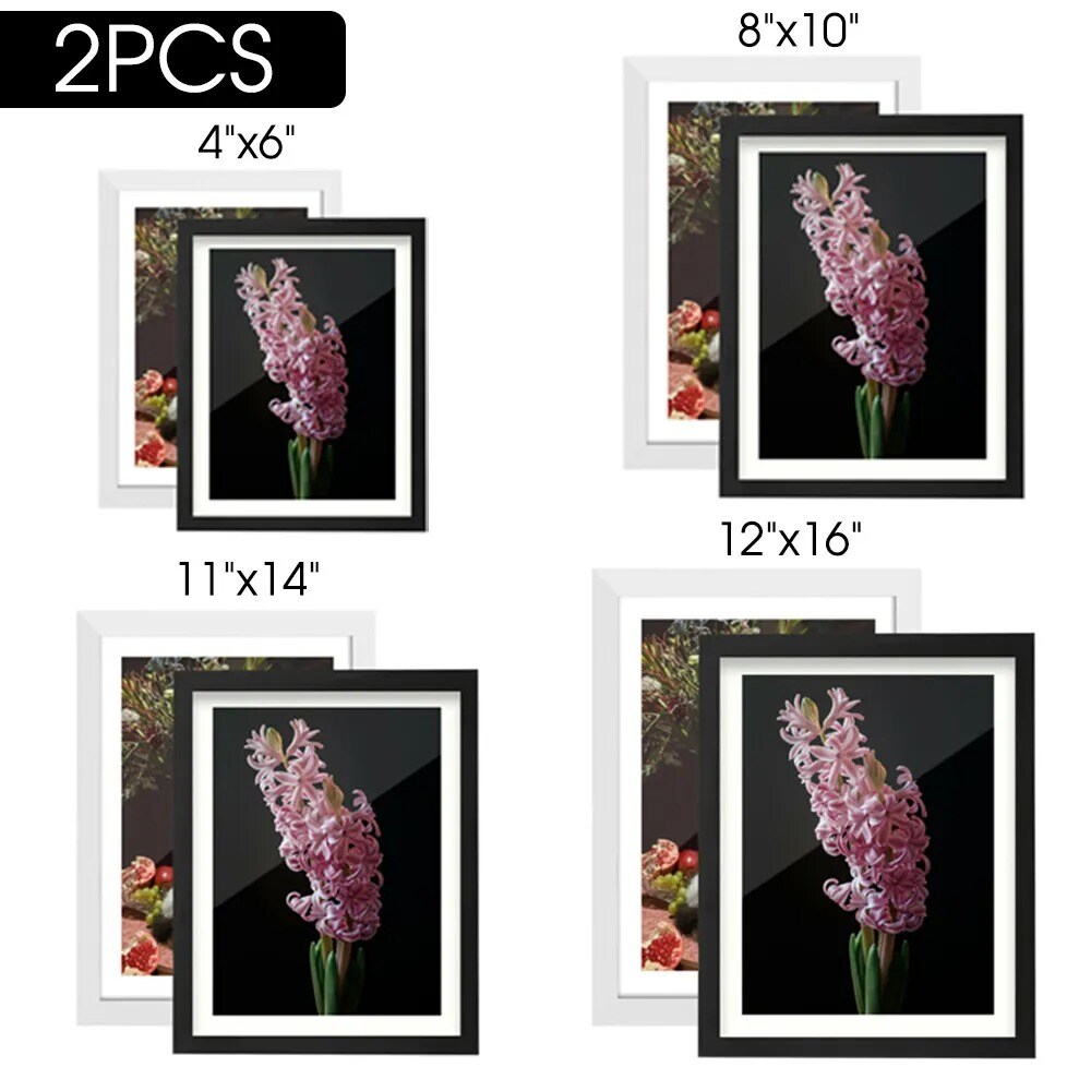 2 Pack Wood Photo Frame Set Wall Mount Poster Display Decor