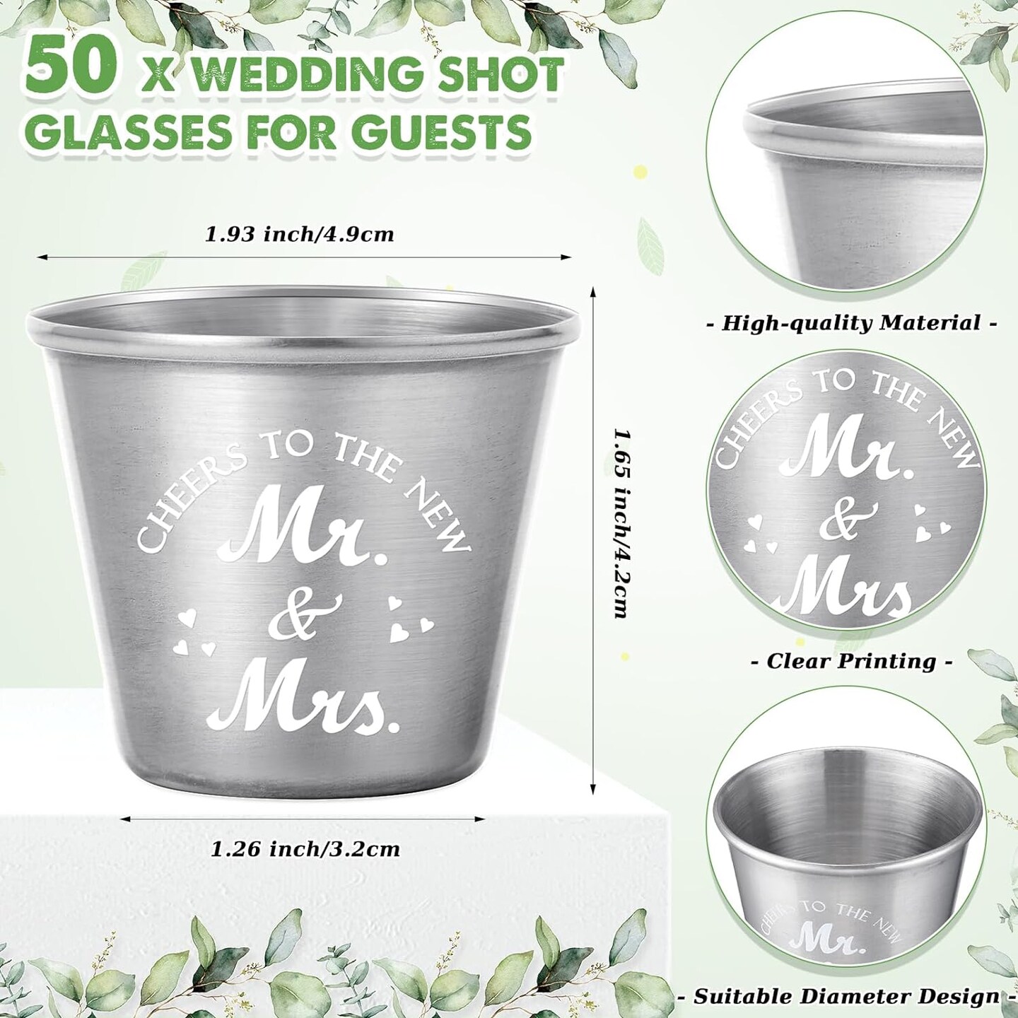 50 Set Wedding Shot Glasses Souvenirs