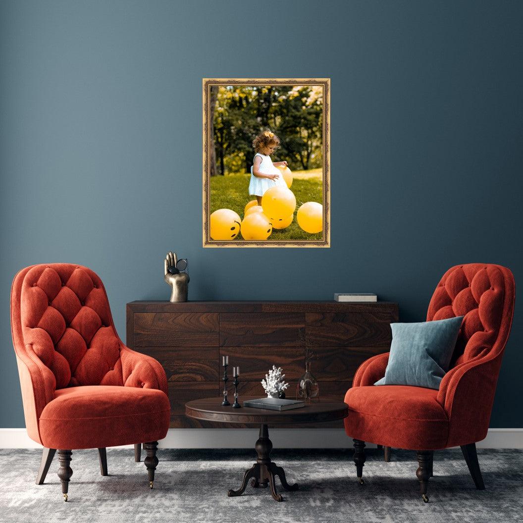 Thin Rope and Beaded Traditional Antique Gold Frame