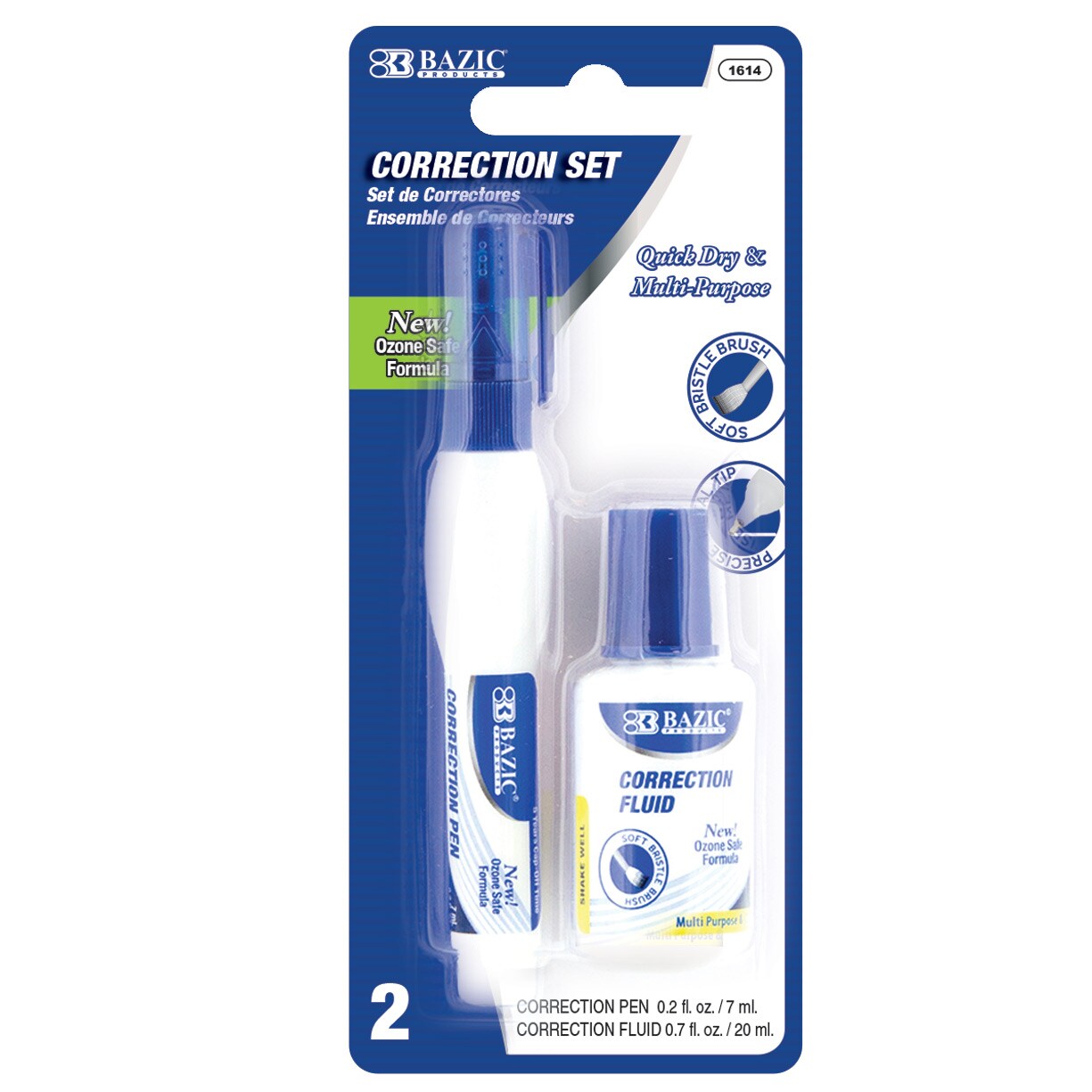 BAZIC Correction Pen &#x26; Correction Fluid, Metal Tip (2/Pack)