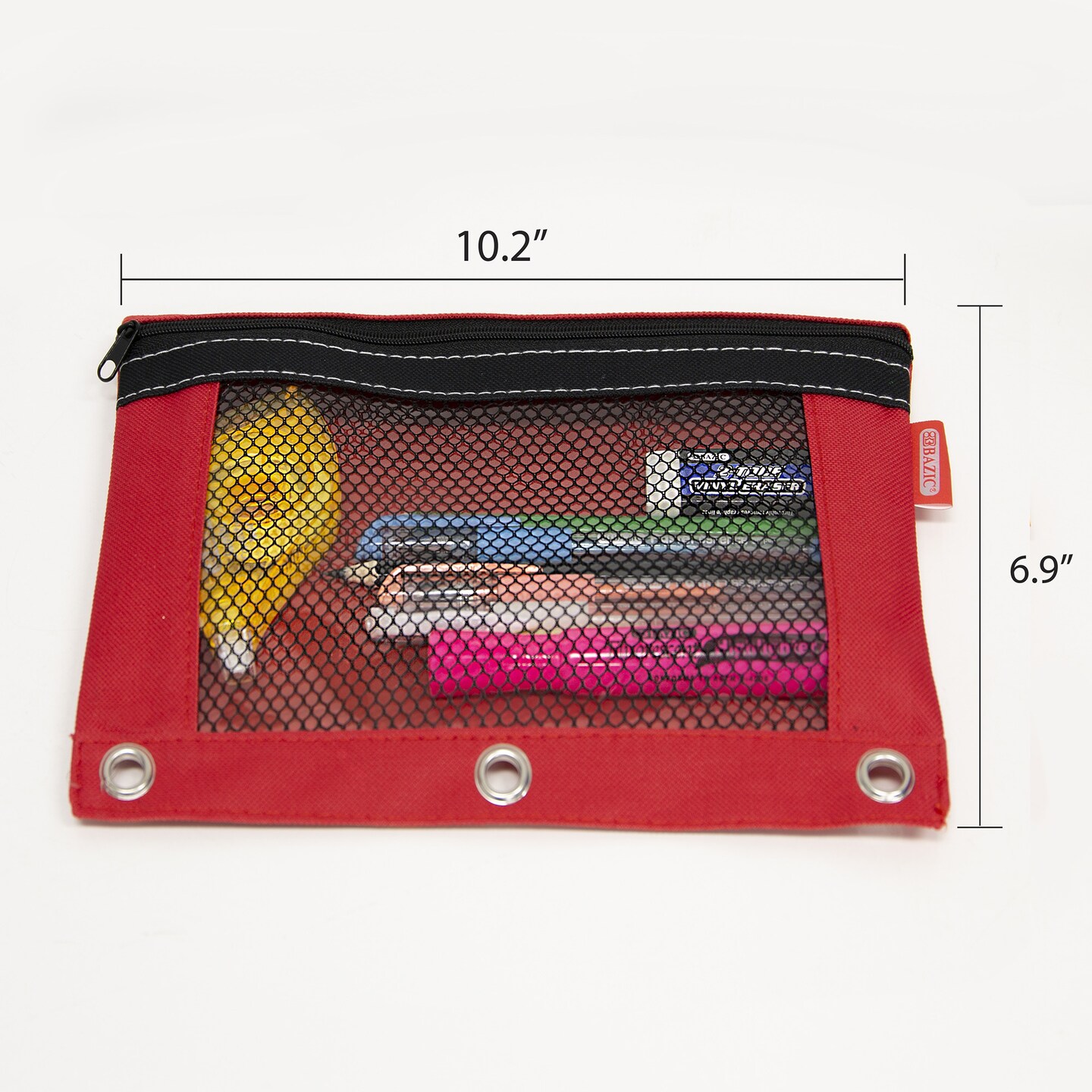 BAZIC Pencil Pouch 3-Ring w/ Mesh Window