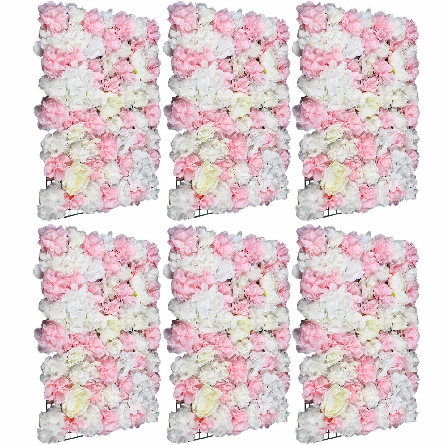 Kitcheniva 6 Pcs Artificial Flower Wall Panel Rose Hydrangea