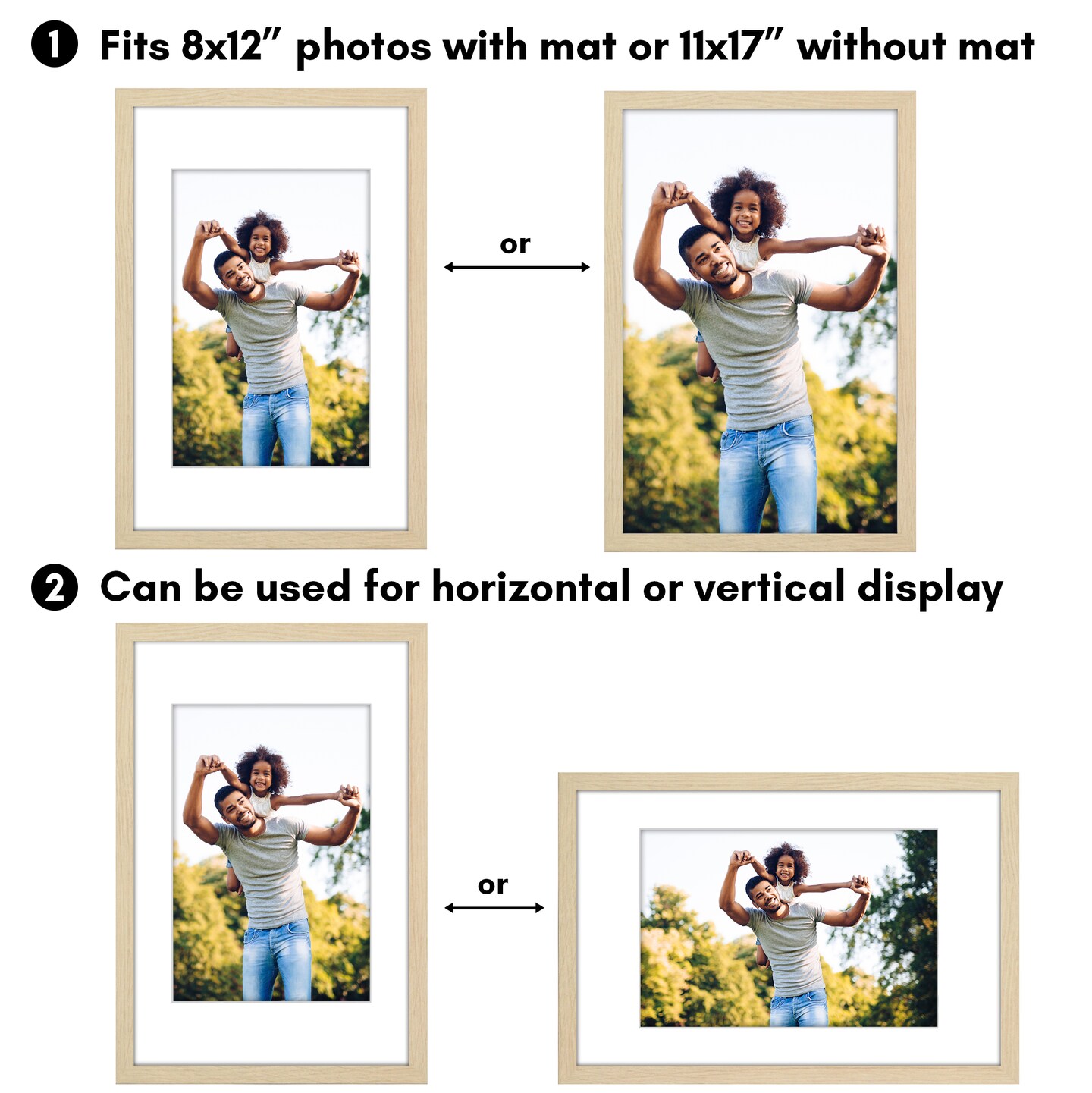 Americanflat 2 Pack of Picture Frames with Mat - Plexiglass Cover