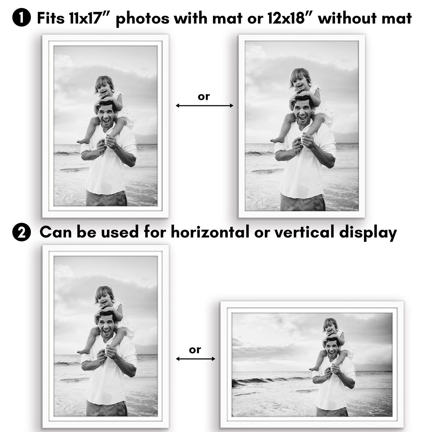 Americanflat 2 Pack of Picture Frames with Mat - Plexiglass Cover