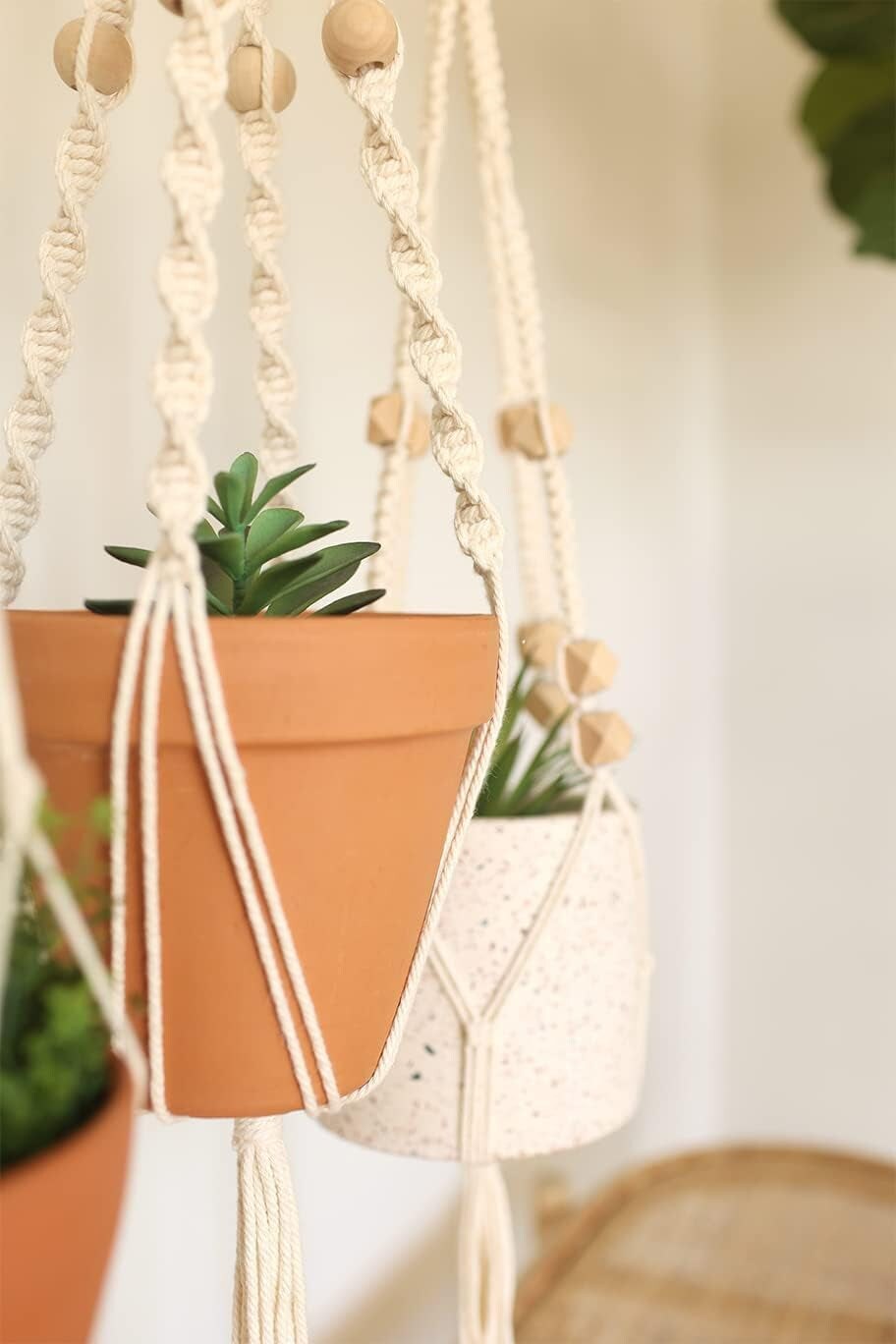 Macrame Kit - Makes 3 Macrame Plant Hangers with Easy to Follow Instructions for Adult Beginners - Includes 109 Yards 3Mm Cotton Macrame Cord, Natural Wooden Beads &#x26; Custom Instruction Booklet