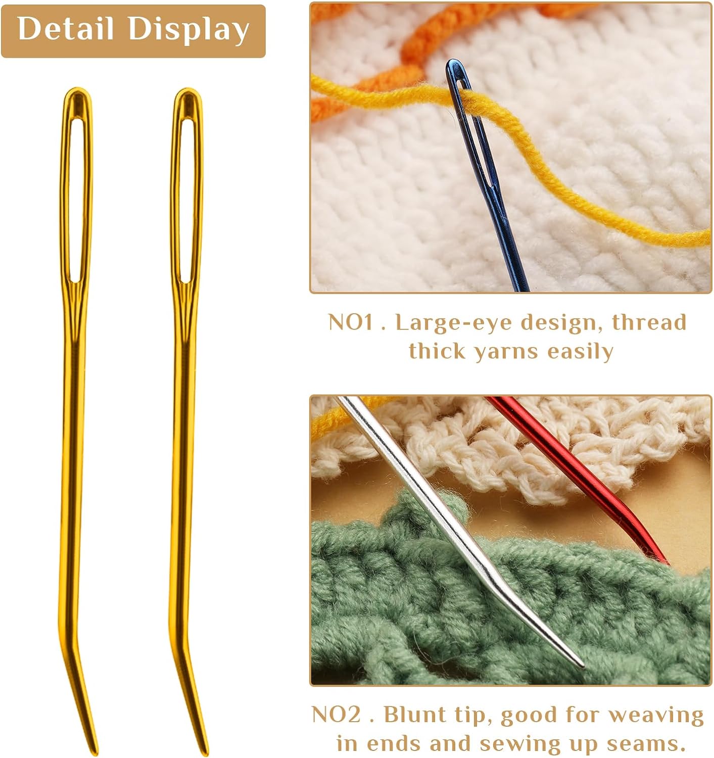 12 Pieces Yarn Needle, Tapestry Needle Bent Embroidery Needles Bent Tip Needles, and 6 Pieces Large-Eye Blunt Needles with Iron Box for Knitting Crochet (Random Color)