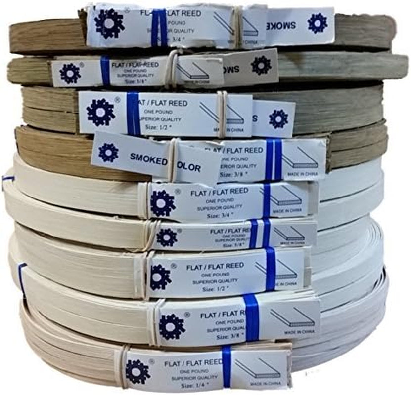 1 Pound Coil of Flat Reed for Basket &#x26; Seat Weaving, Natural or Smoked Color, Any Width, 1/4&#x22; 3/8&#x22; 1/2&#x22; 5/8&#x22; 3/4&#x22; (1/2&#x27;&#x27; Wide, Smoked)
