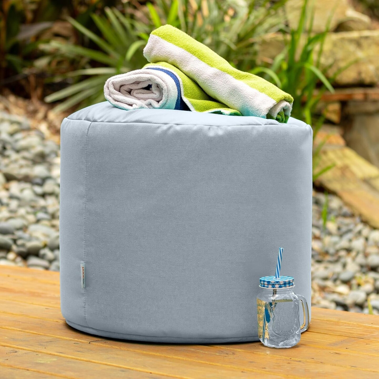 Spring Indoor/Outdoor Bean Bag Ottoman, Navy