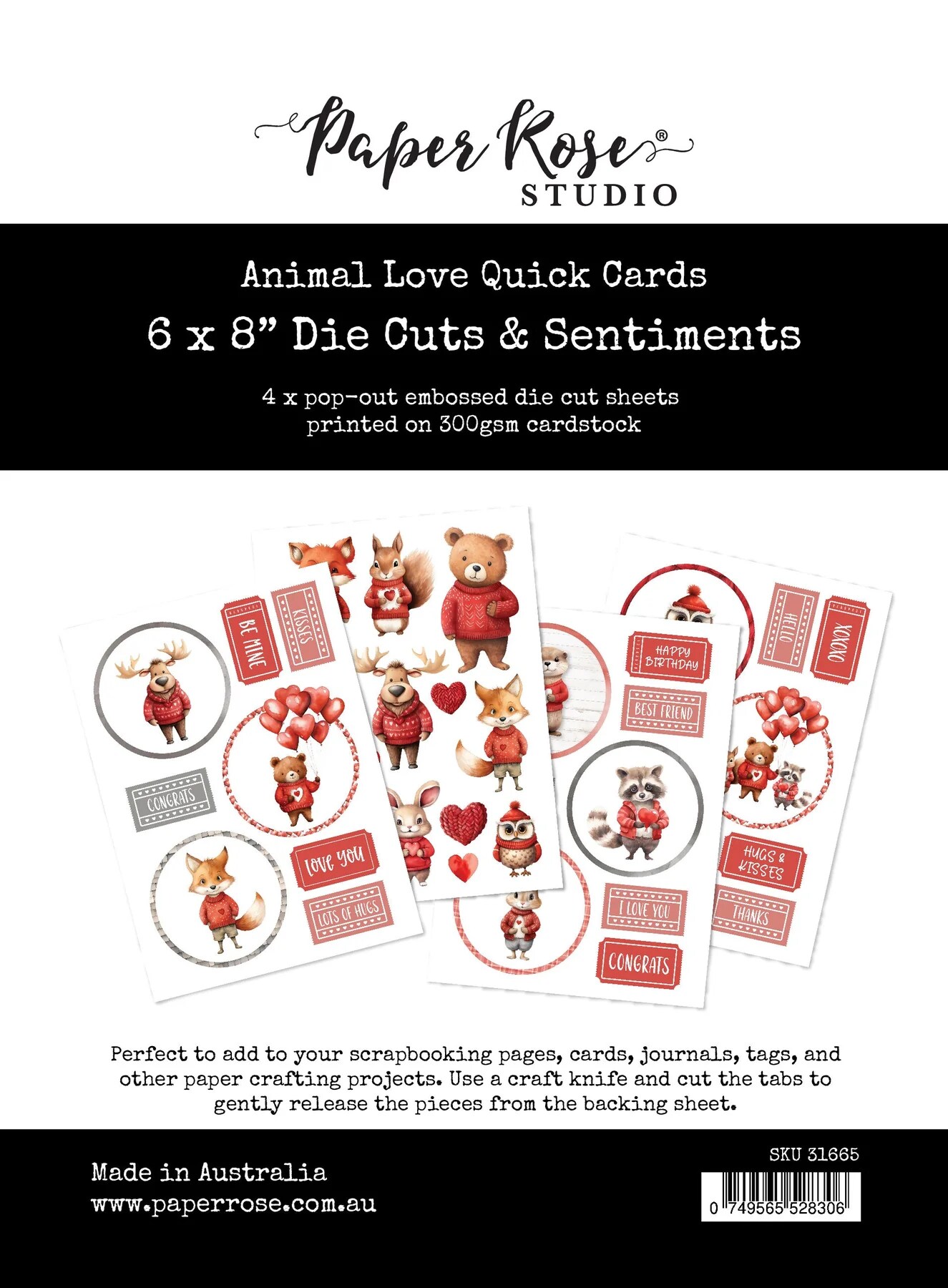 Animal Love 6x8&#x22; Die Cuts &#x26; Sentiments 31665