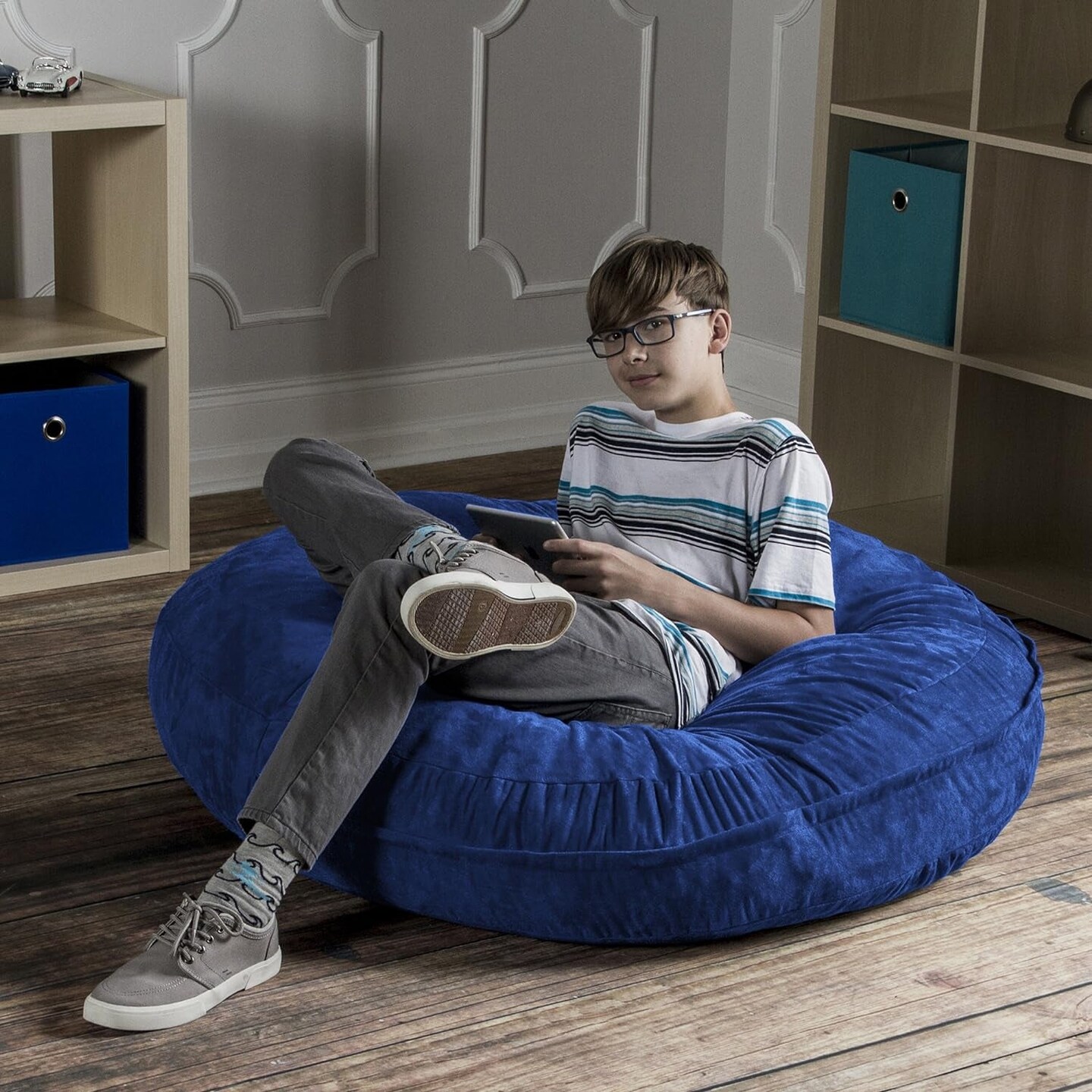 Bean Bags Cocoon Junior Kids Bean Bag, 4-Feet, Blueberry Microsuede