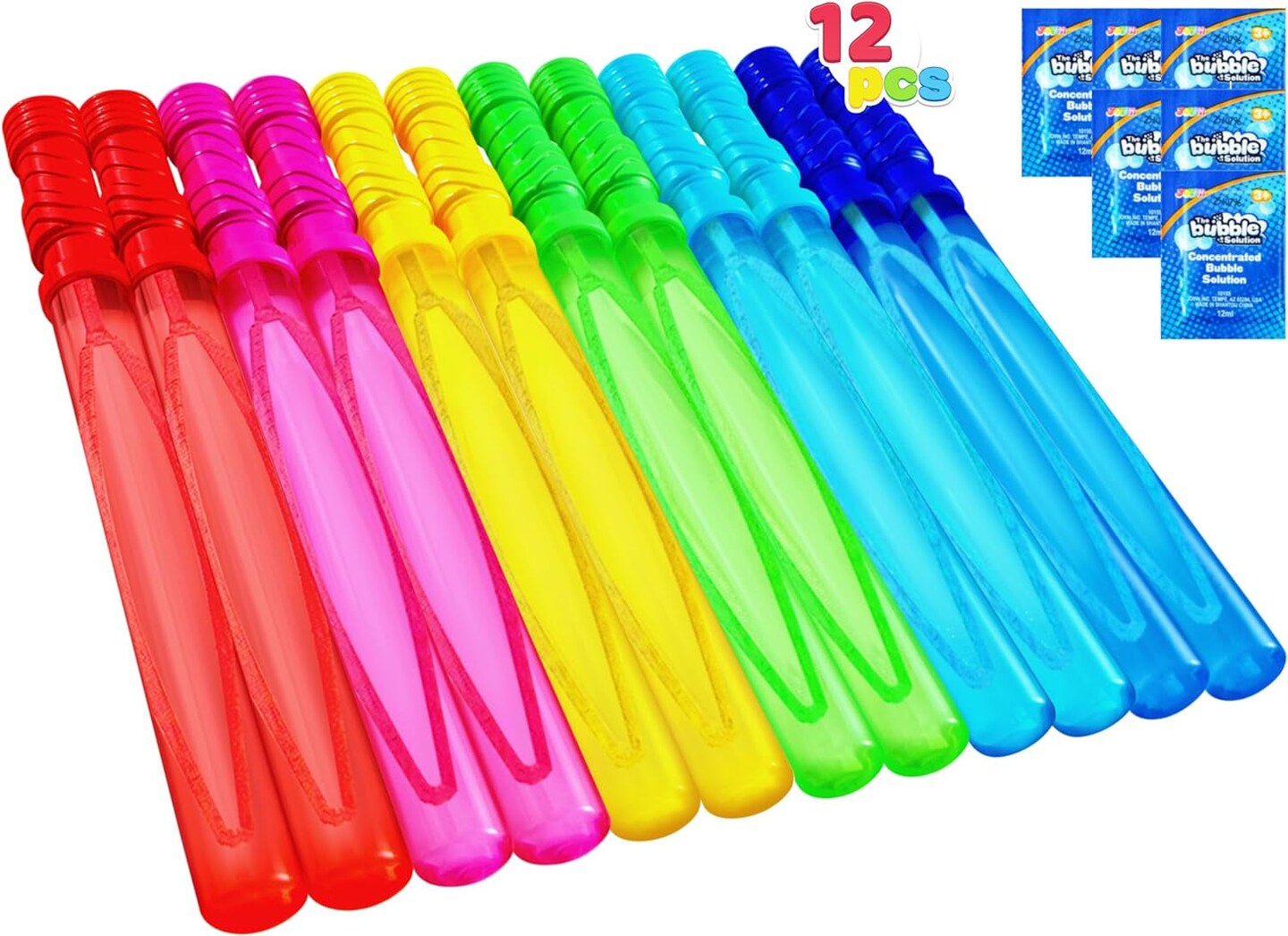 14.6&#x2019;&#x2019; Big Bubble Wands for Kids, 6 PCS Bubble Wand with Bubbles Refill Solution for Summer Toy Party Favor, Outdoors Activity, Easter Basket Stuffers, Birthday Gift