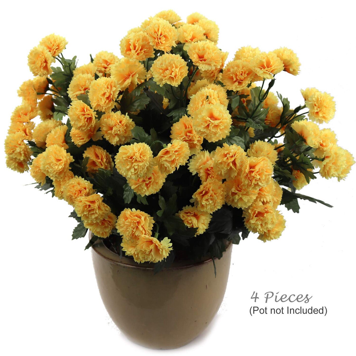 Yellow 18&#x22; Mum Bush with 11 Flowers - Sunlit Realistic Faux Mums for DIY Wedding Bouquets, Radiant Centerpieces, and Vibrant Home Decor
