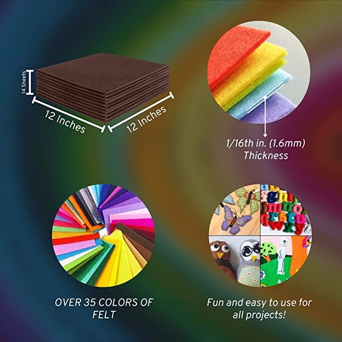 FabricLA Acrylic Felt Sheets For Crafts - Soft Precut 12&#x22; X 12&#x22; Inches (30.5cm X 30.5cm) Felt Squares - Use Felt Fabric Craft Sheets for DIY, Hobby, Costume, And Decoration - Light Brown, 14 Pieces