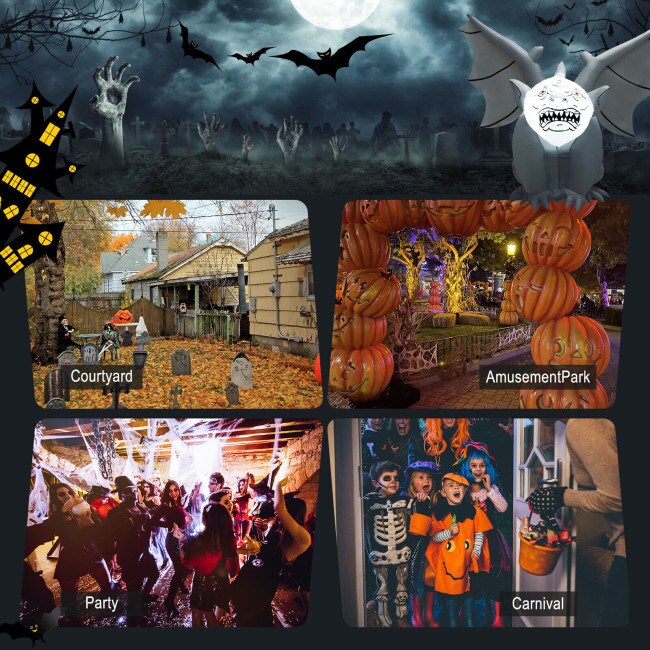 8.2 Feet Halloween Inflatable Gravestone with Spooky Gargoyle Yard Decoration and LED Lights