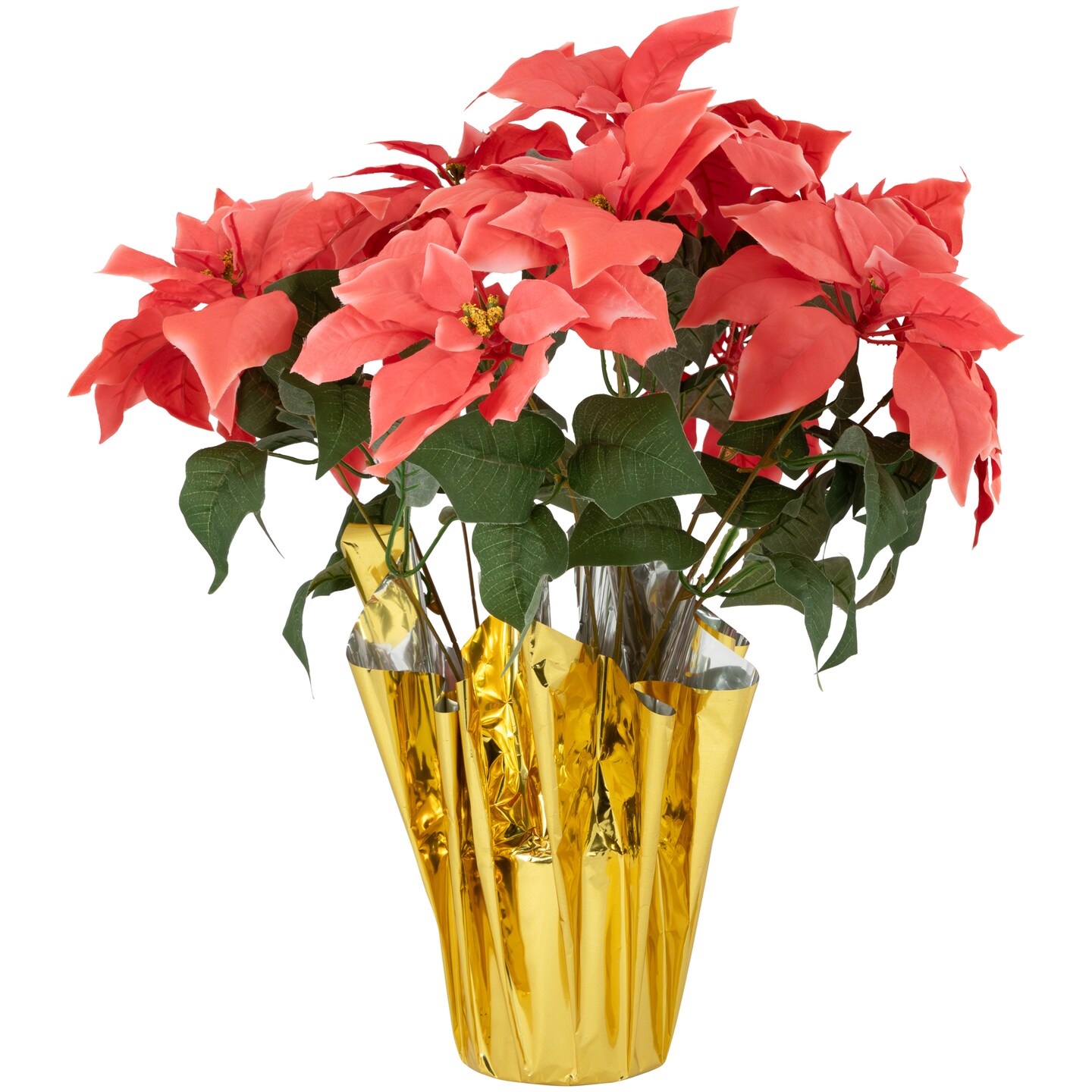 Northlight 20&#x22; Dark Pink Artificial Christmas Poinsettia with Gold Wrapped Base