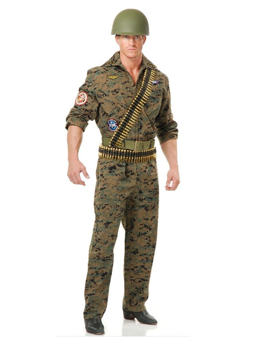 Adult Men&#x27;s Top Gun Digital Camouflage Seal Team Six Jumpsuit Costume