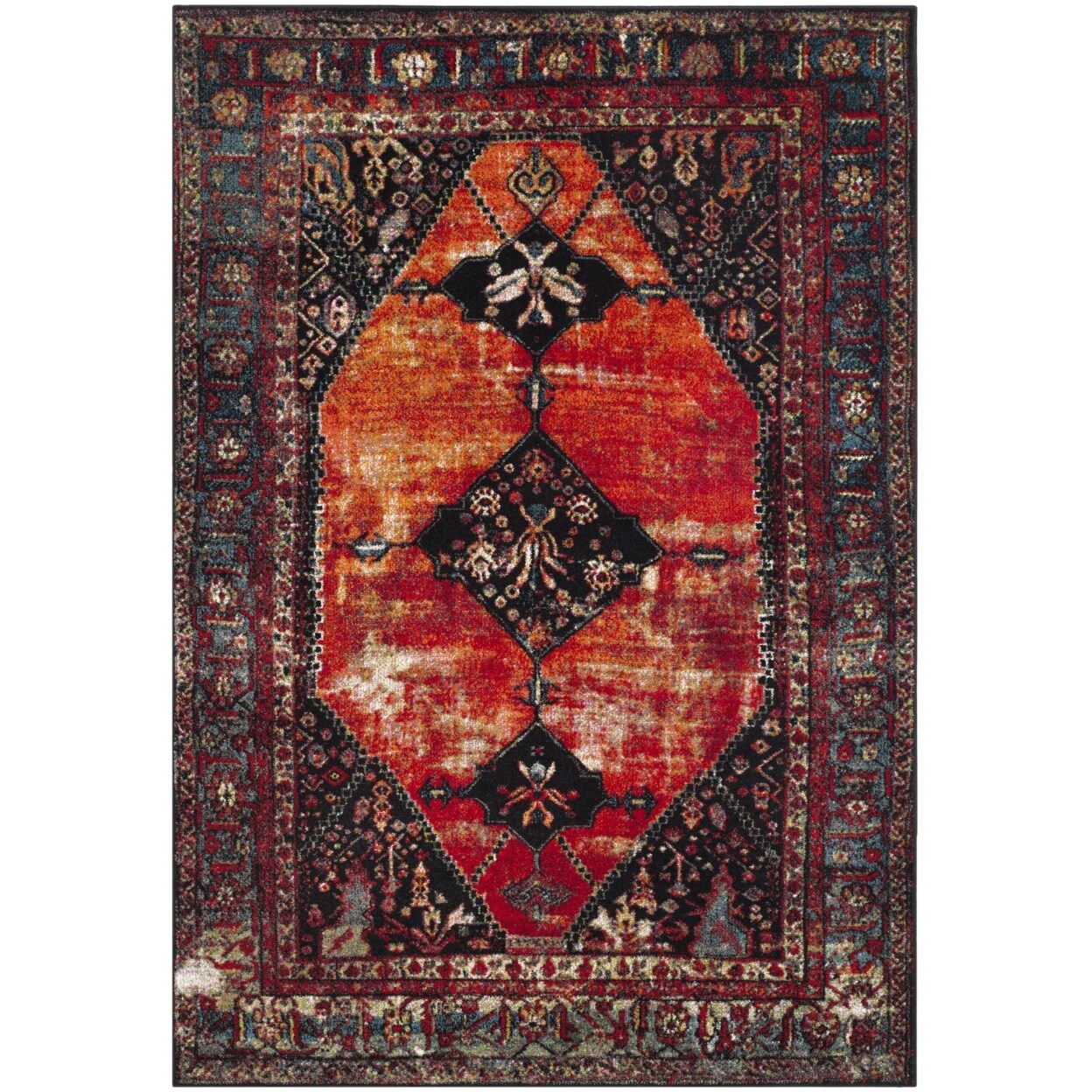 SAFAVIEH Vintage Hamadan Rug: Orange/Multi, Antique Patina