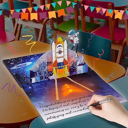 Fitmite Space Musical &#x26; Light 3D Pop-Up Congratulations Greeting Card
