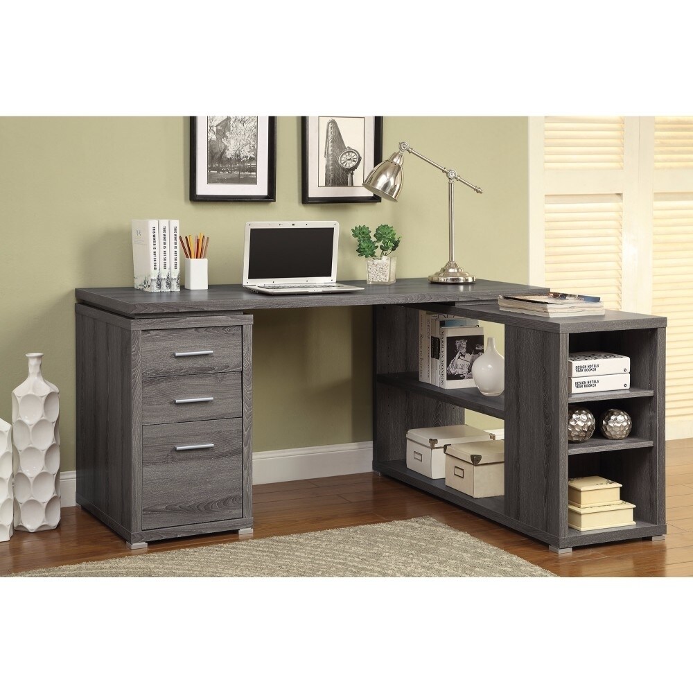 Coaster Modern Style Wooden Office Desk, Gray- Saltoro Sherpi
