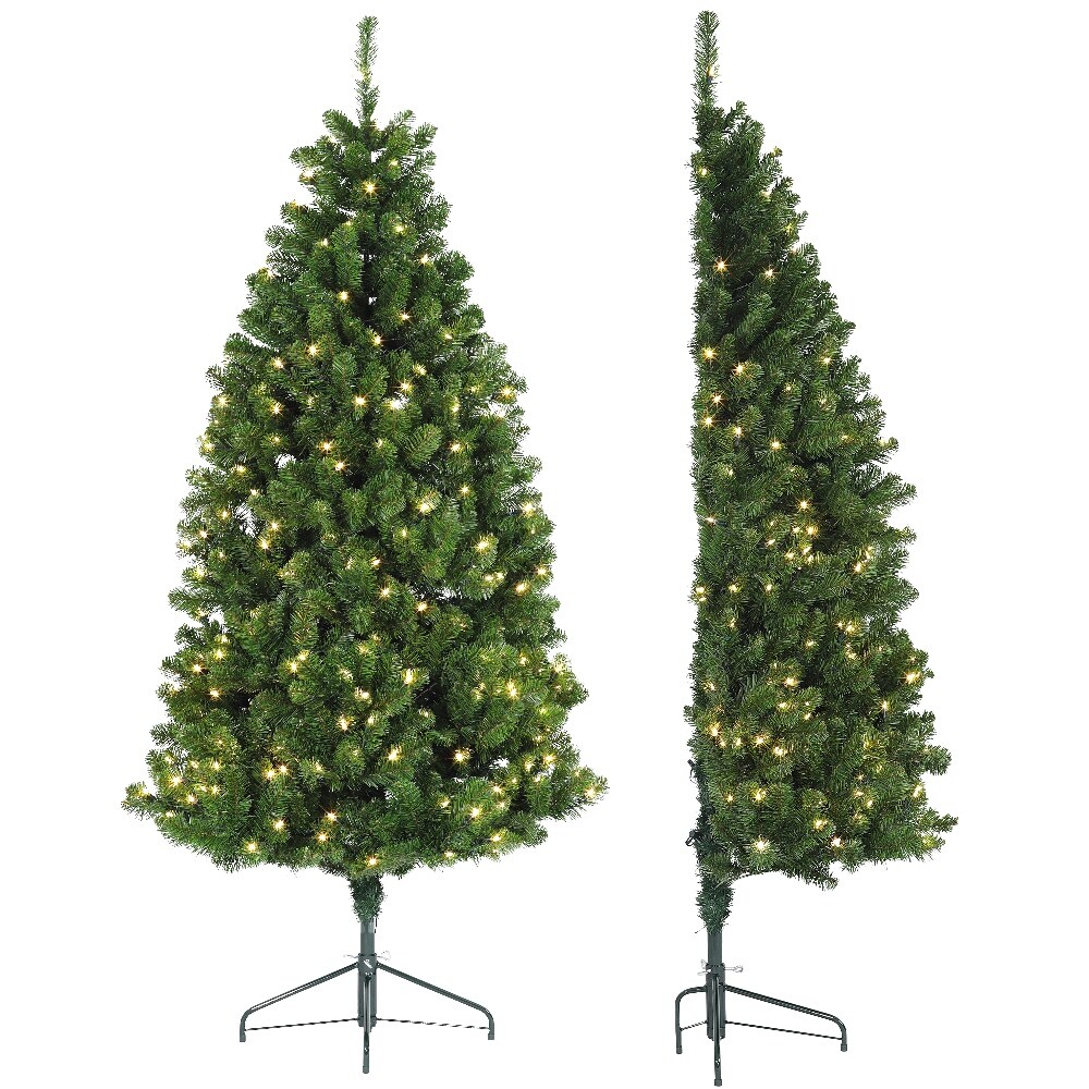 Prelit Artificial Christmas - Tree Half Tree Clear LED (7’) - HOLIDAY TREE