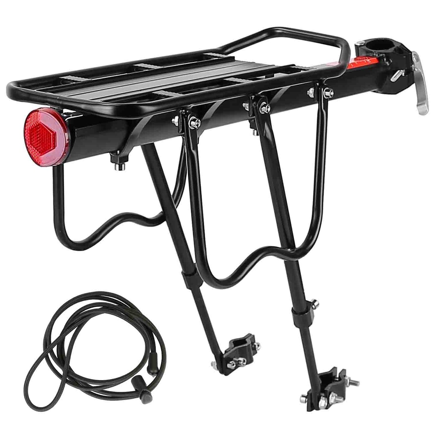 Global Phoenix Bike Cargo Rack Adjustable Bicycle Rear Rack Cycling Luggage Carrier with Elastic Cord Red Reflector 55LBS Load Capacity