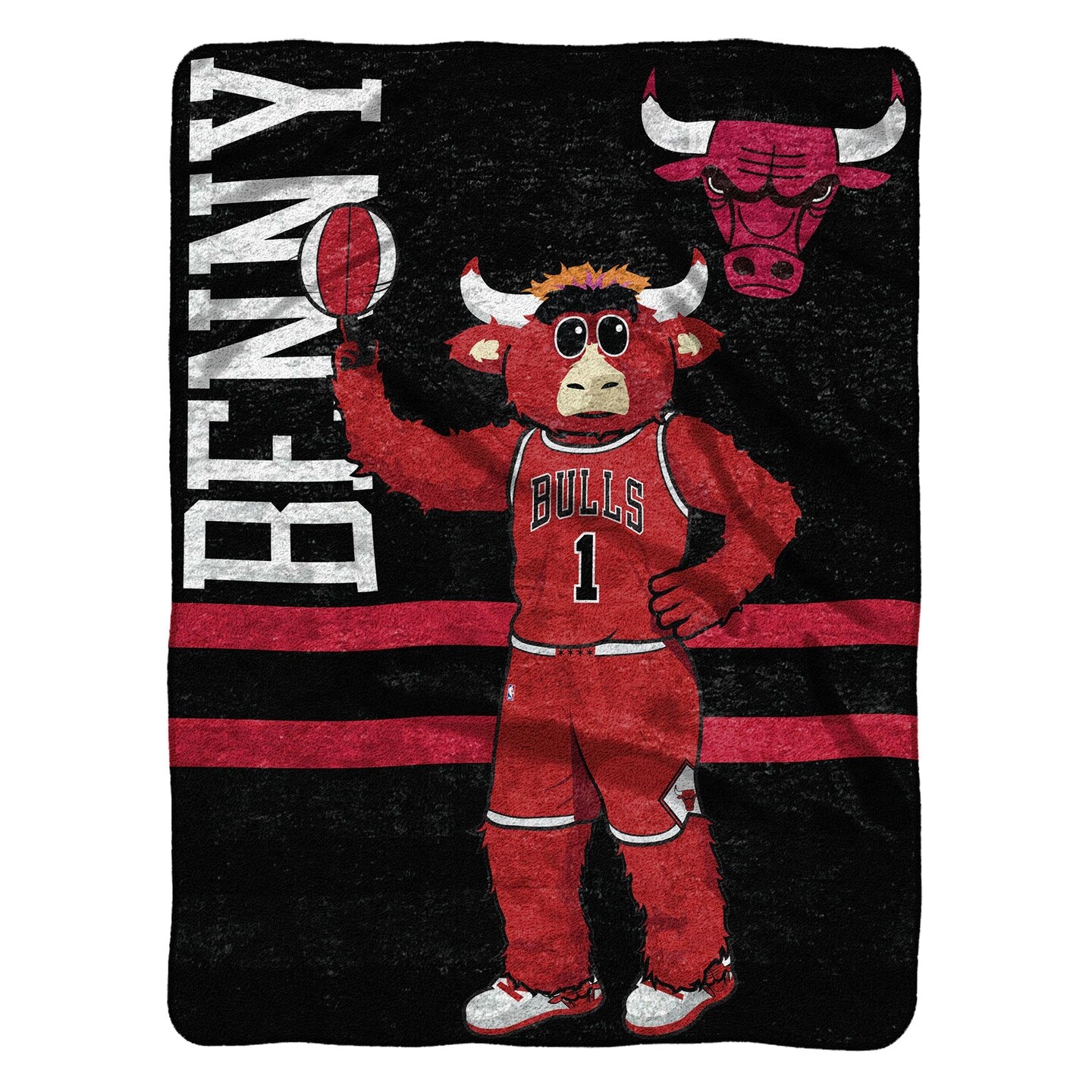 Sleep Squad Chicago Bulls Benny the Bull Mascot 60&#x201D; x 80&#x201D; Raschel Plush Basketball Blanket