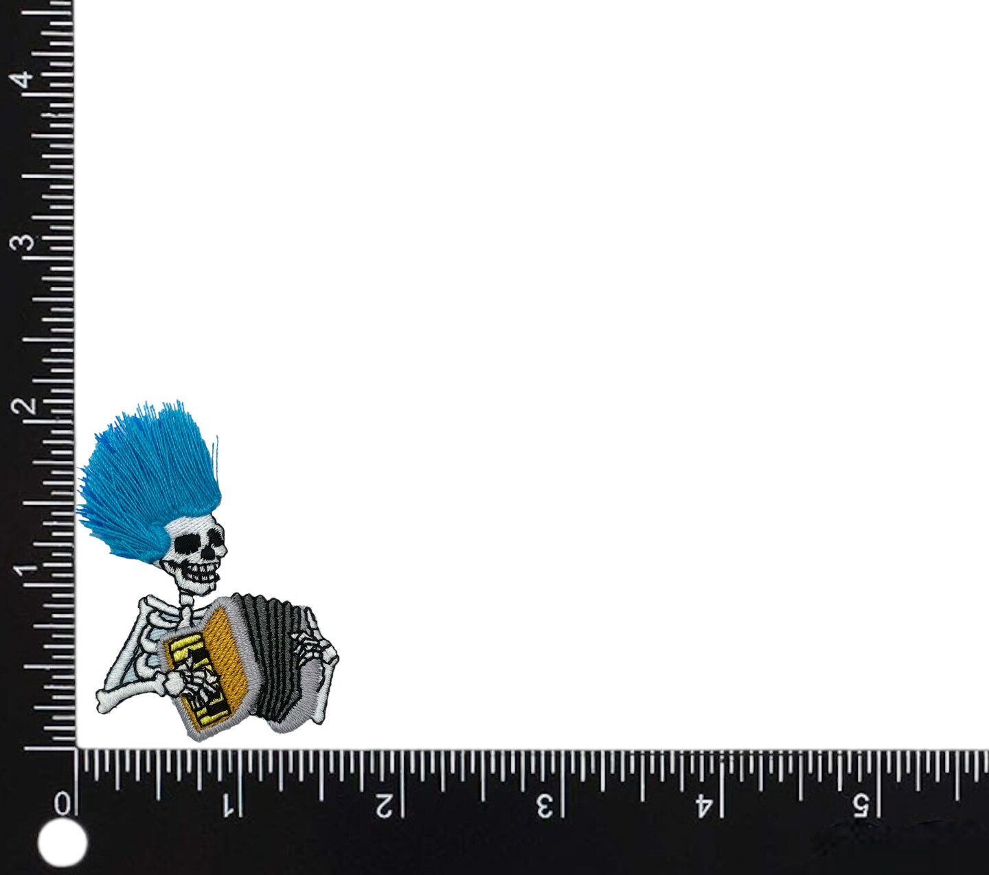 Skeleton with Accordion, Rockabilly Band, Embroidered, Iron on Patch