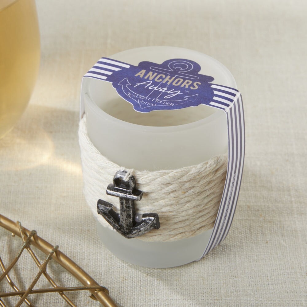 Kate Aspen 24PCS Tea Light Holder, Anchors Away Rope Tealight Candle Votives, Beach Theme Decorations, Favors Decor for Wedding, Bachelorette or Bridal Shower