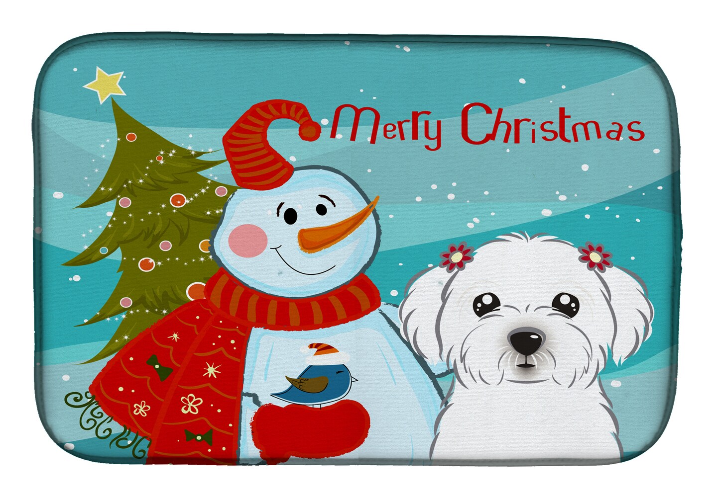 Caroline's Treasures Winter Holiday Maltese Indoor or Outdoor Mat