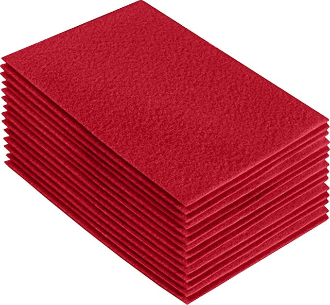 FabricLA Acrylic Felt Sheets For Crafts - Soft Precut 9 X 12 Inches  (22.5cm X 30.5cm) Felt Squares - Use Felt Fabric Craft Sheets for DIY,  Hobby, Costume, And Decoration - Red, 24 Pieces